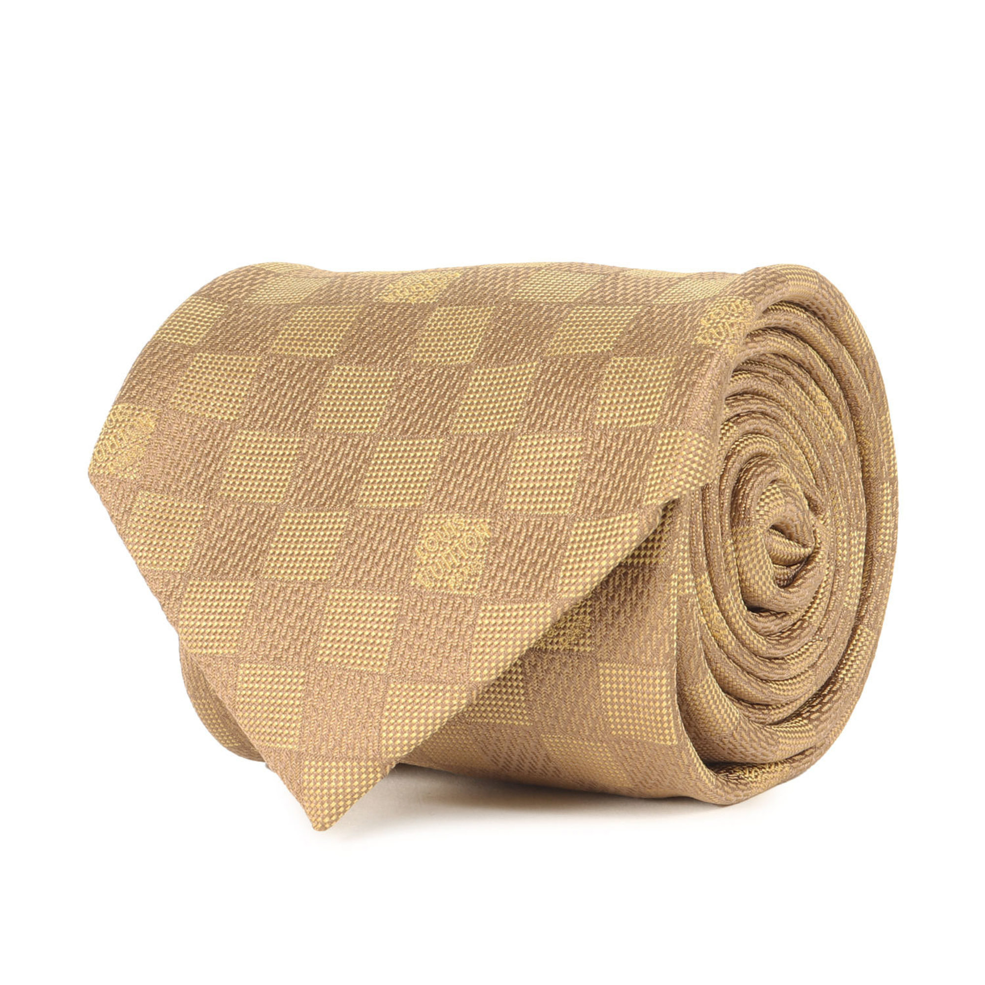 LOUIS VUITTON Damier Silk Cravate Gold Tie for Men, K4617