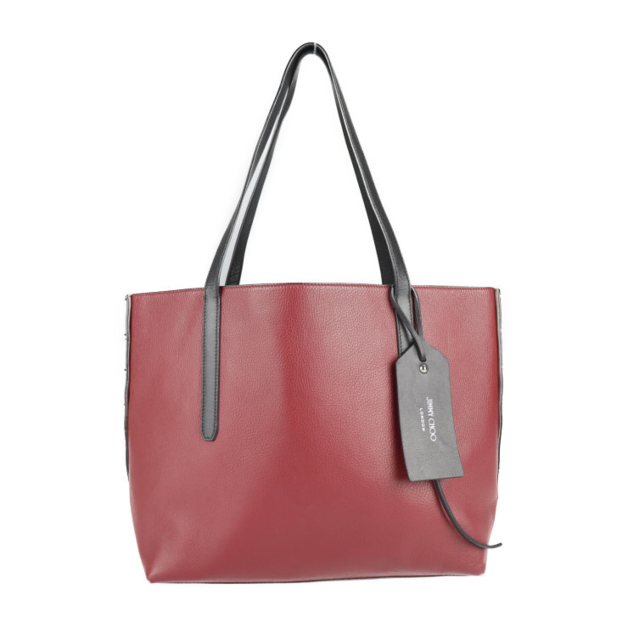 JIMMY CHOO Jimmy Choo Twist East West Tote Bag Leather Black Bordeaux Handbag Shoulder Shopping Bicolor