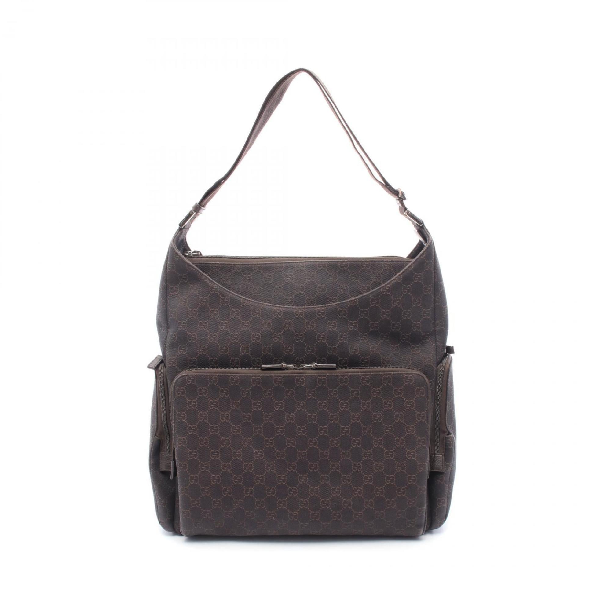 GUCCI GG pattern shoulder bag canvas leather ladies brown 112249