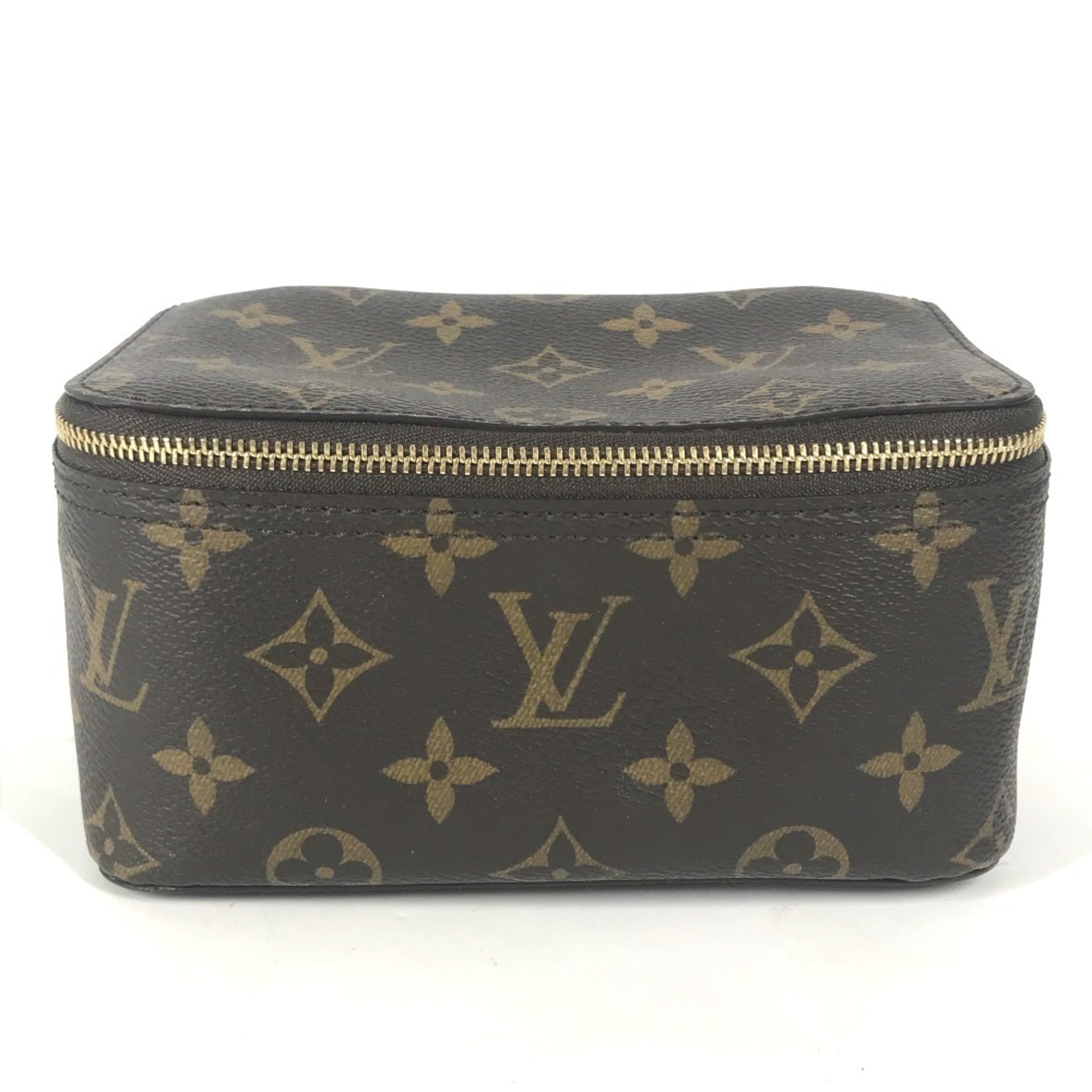 LOUIS VUITTON M43688 Monogram Cube de Langemont PM Makeup Pouch, Cosmetic Canvas, Women’s, Brown