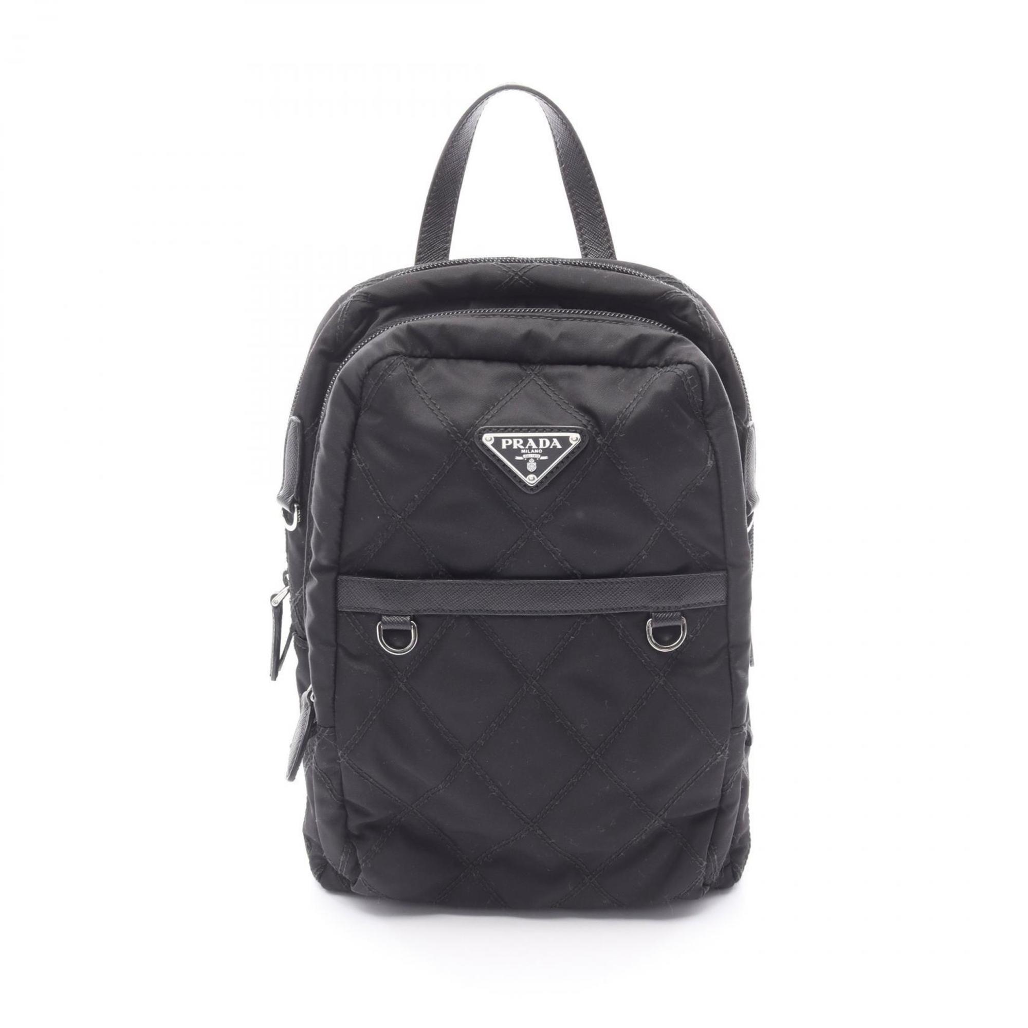 Prada PRADA Backpack Bag Nylon Leather Women’s Black