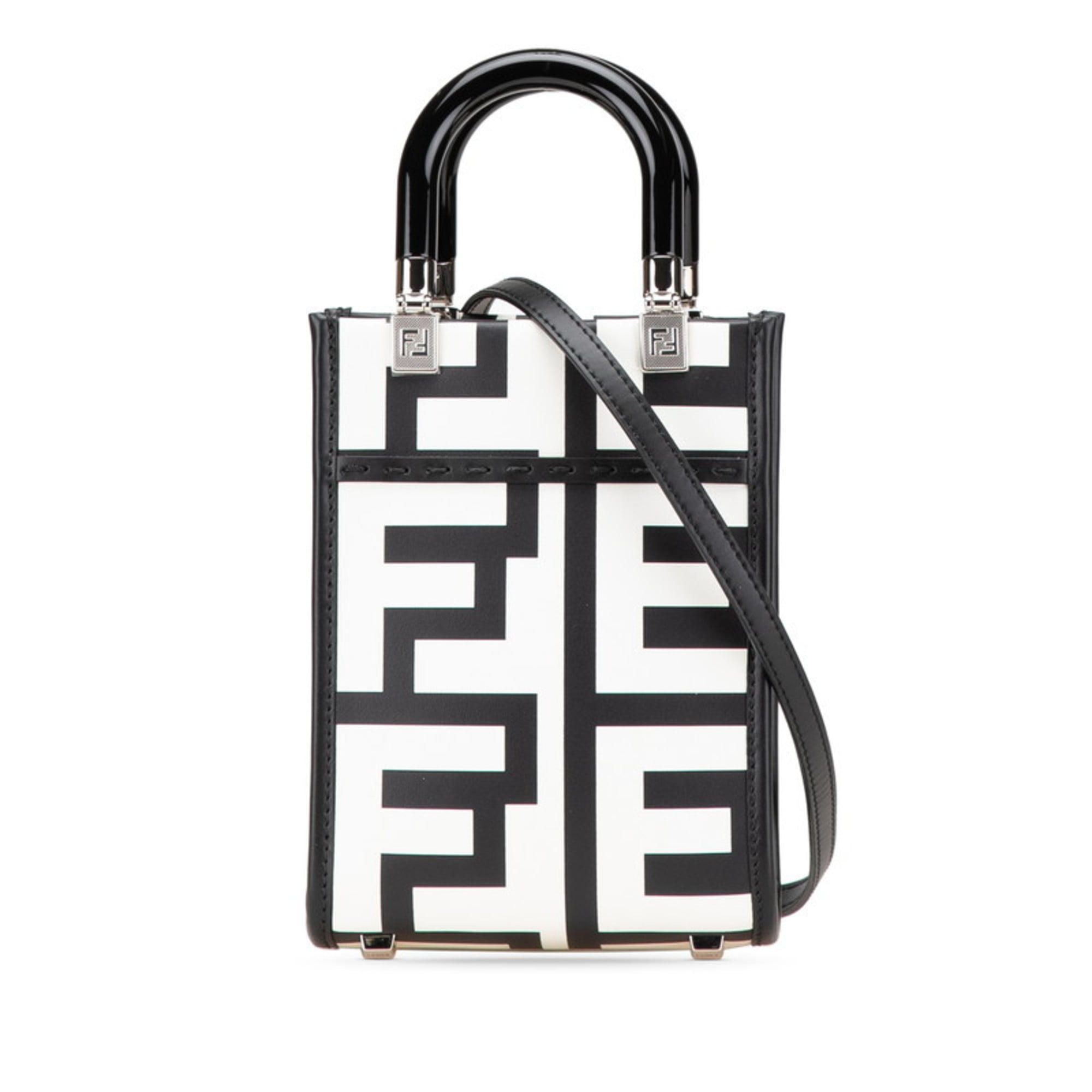 Fendi x Marc Jacobs Sunshine Shopper Small Handbag/Shoulder Bag 8BS051 Black/White Leather Women’s FENDI