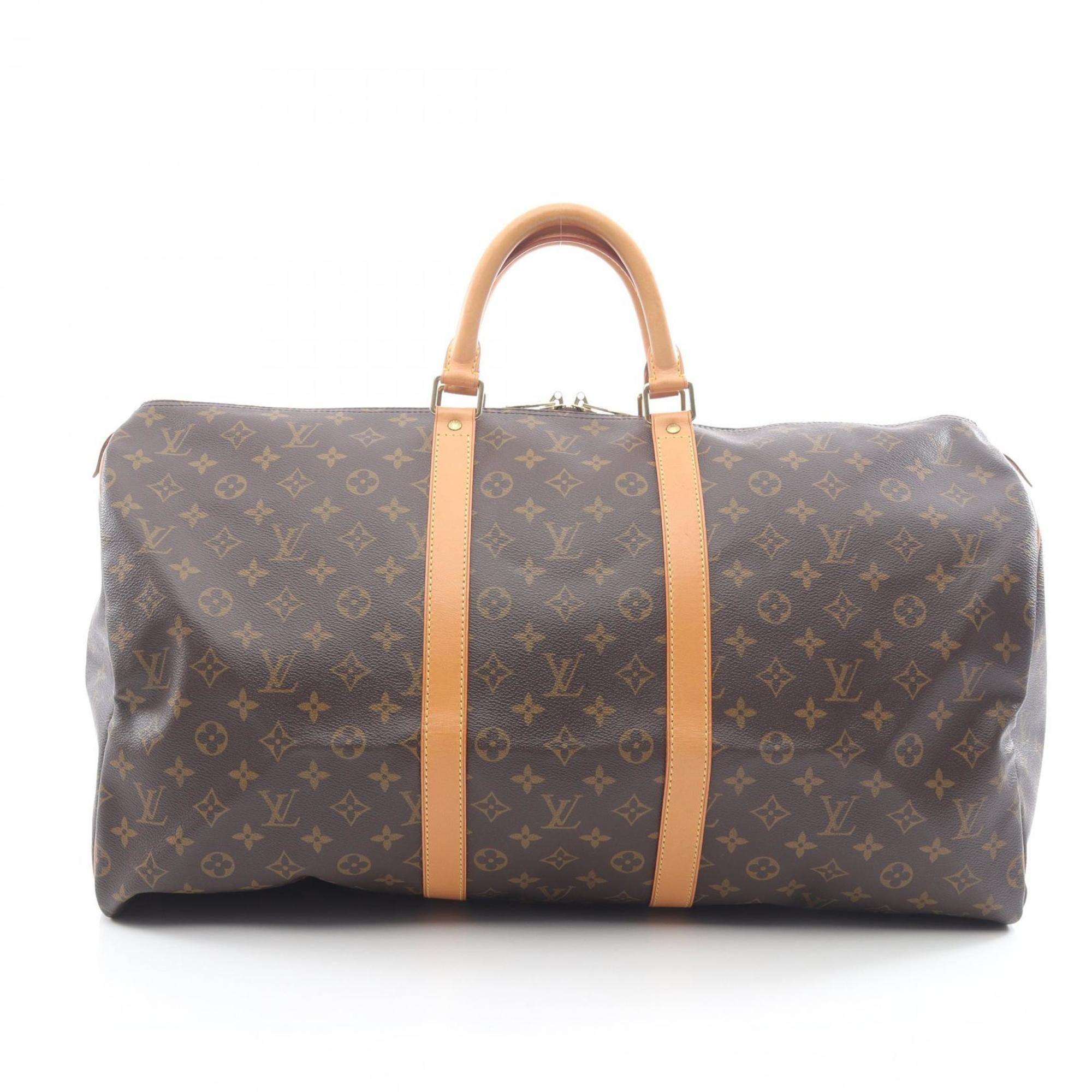 Louis Vuitton Keepall 55 Boston Bag, Coated Canvas and Leather, Monogram, Brown, Men’s Women’s, M41424