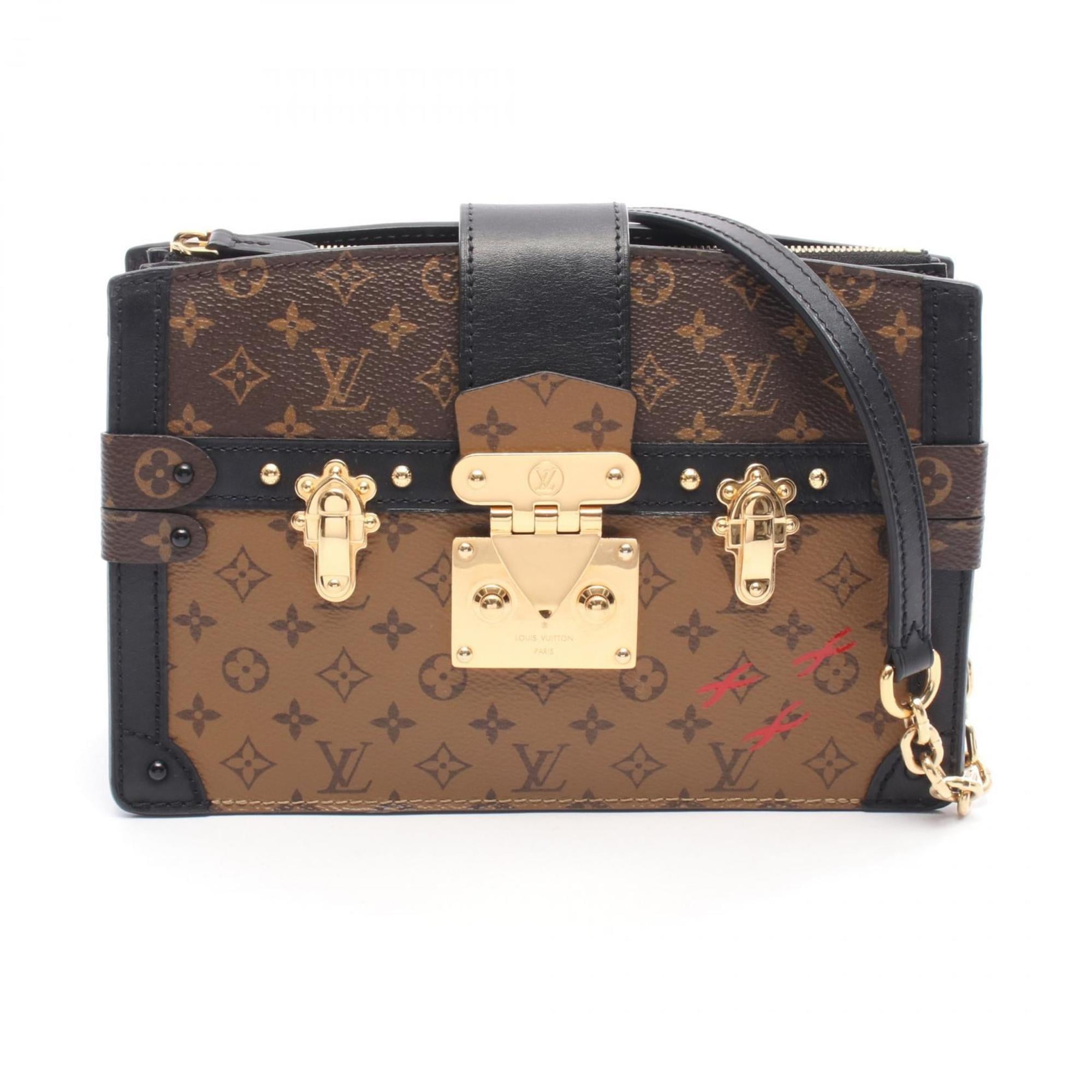 Louis Vuitton Trunk Clutch Shoulder Bag, Coated Canvas and Leather, Monogram Reverse, Women’s, Brown Black, M43596