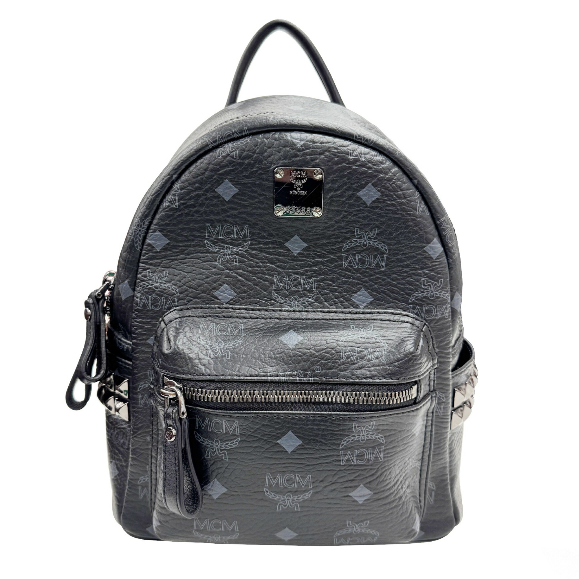 MCM Backpack Side Studs Leather Black Women’s