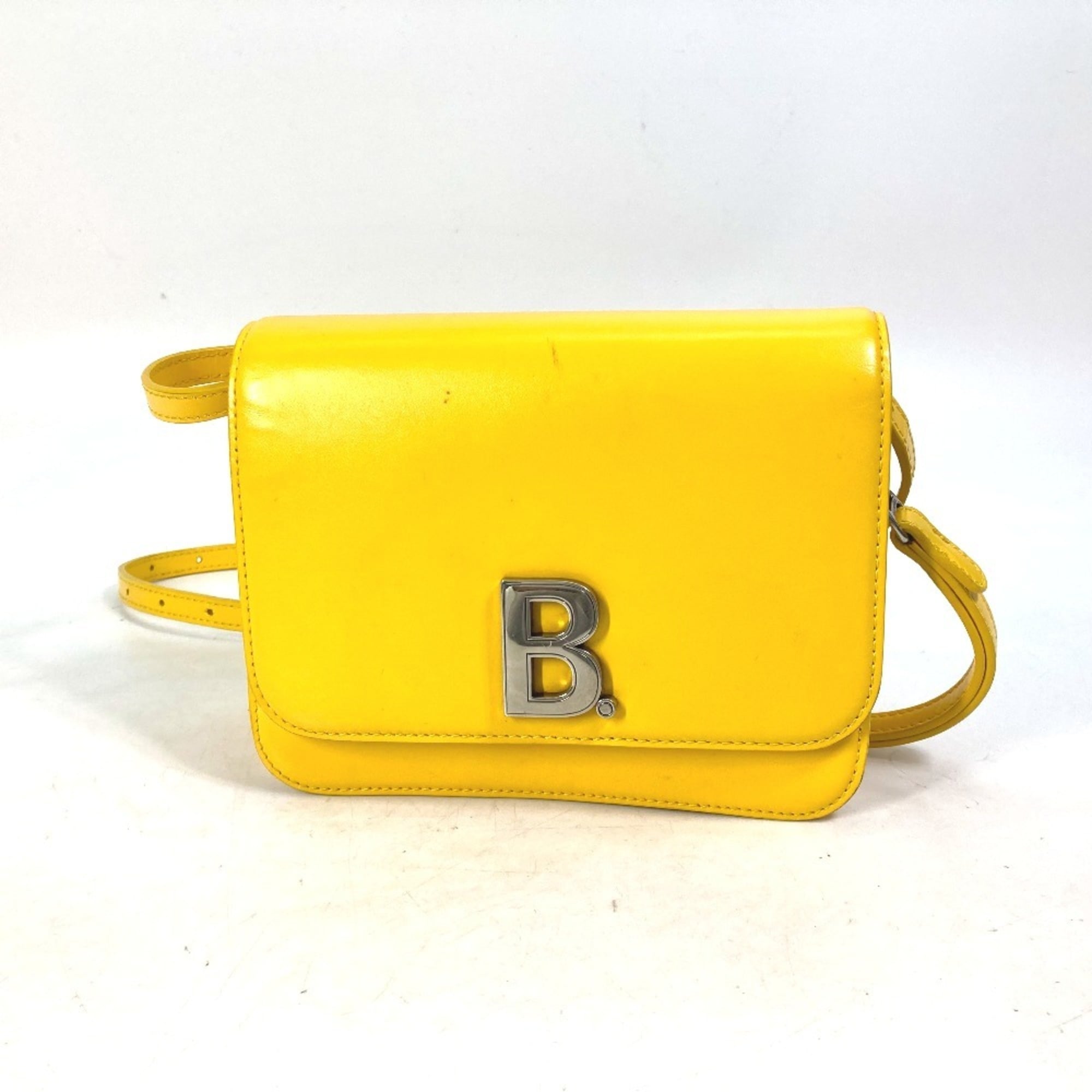 BALENCIAGA 592898 2-Way Clutch Bag with B Logo, Pochette, Shoulder Bag, Leather, Women’s, Yellow