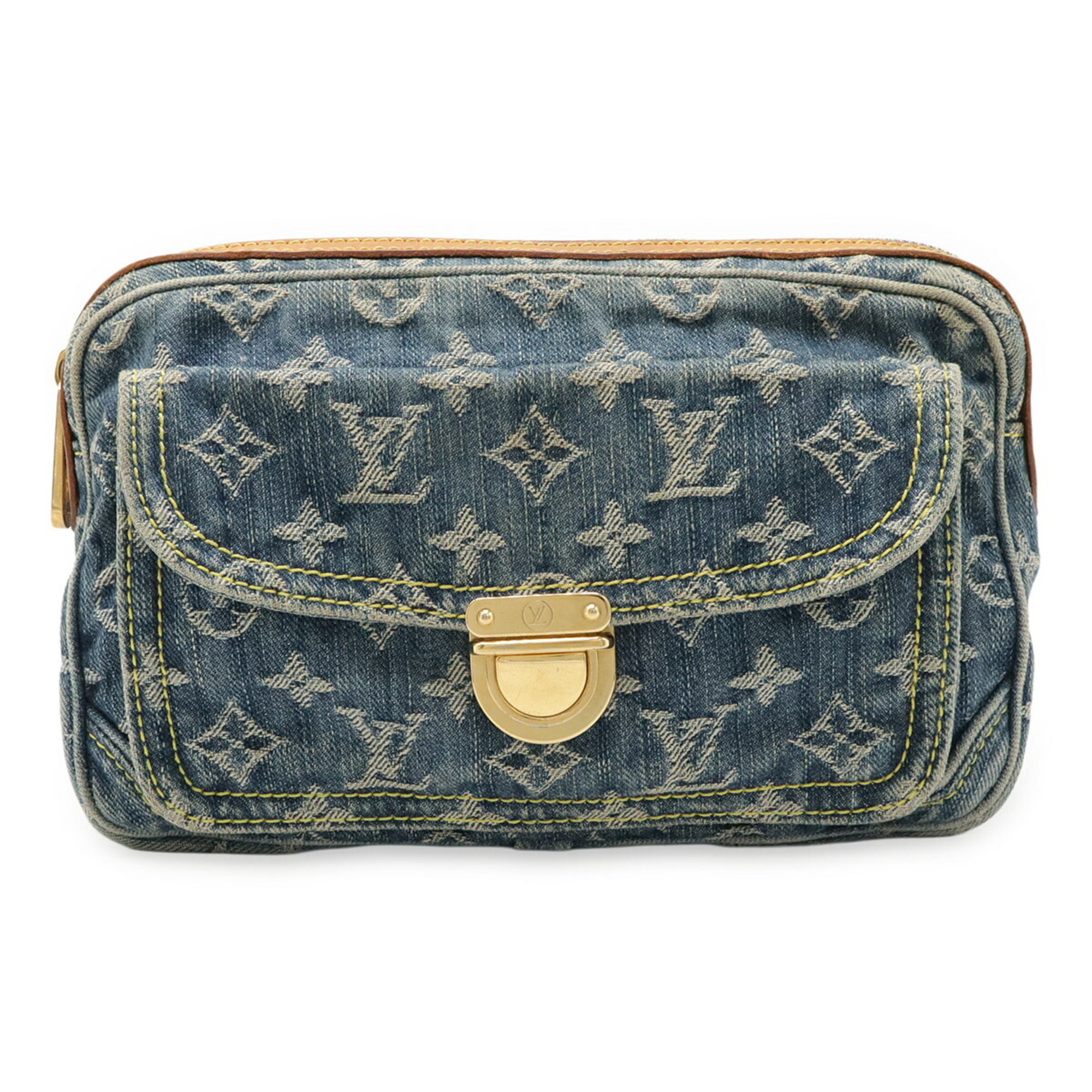 LOUIS VUITTON Monogram Denim Bum Bag, Waist Body Shoulder Blue, M95347