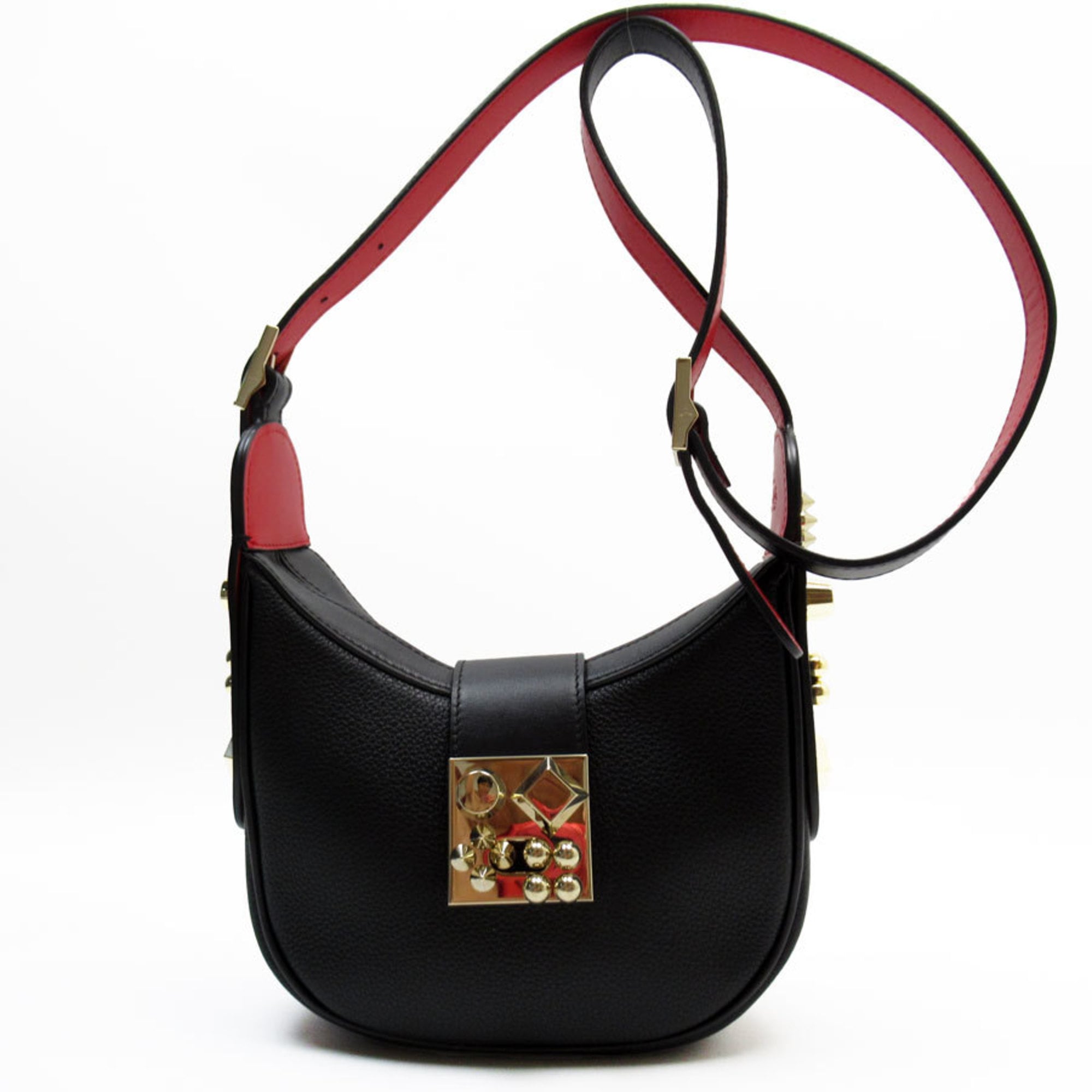 Christian Louboutin Shoulder Bag Leather Black x Red Women’s t19461g