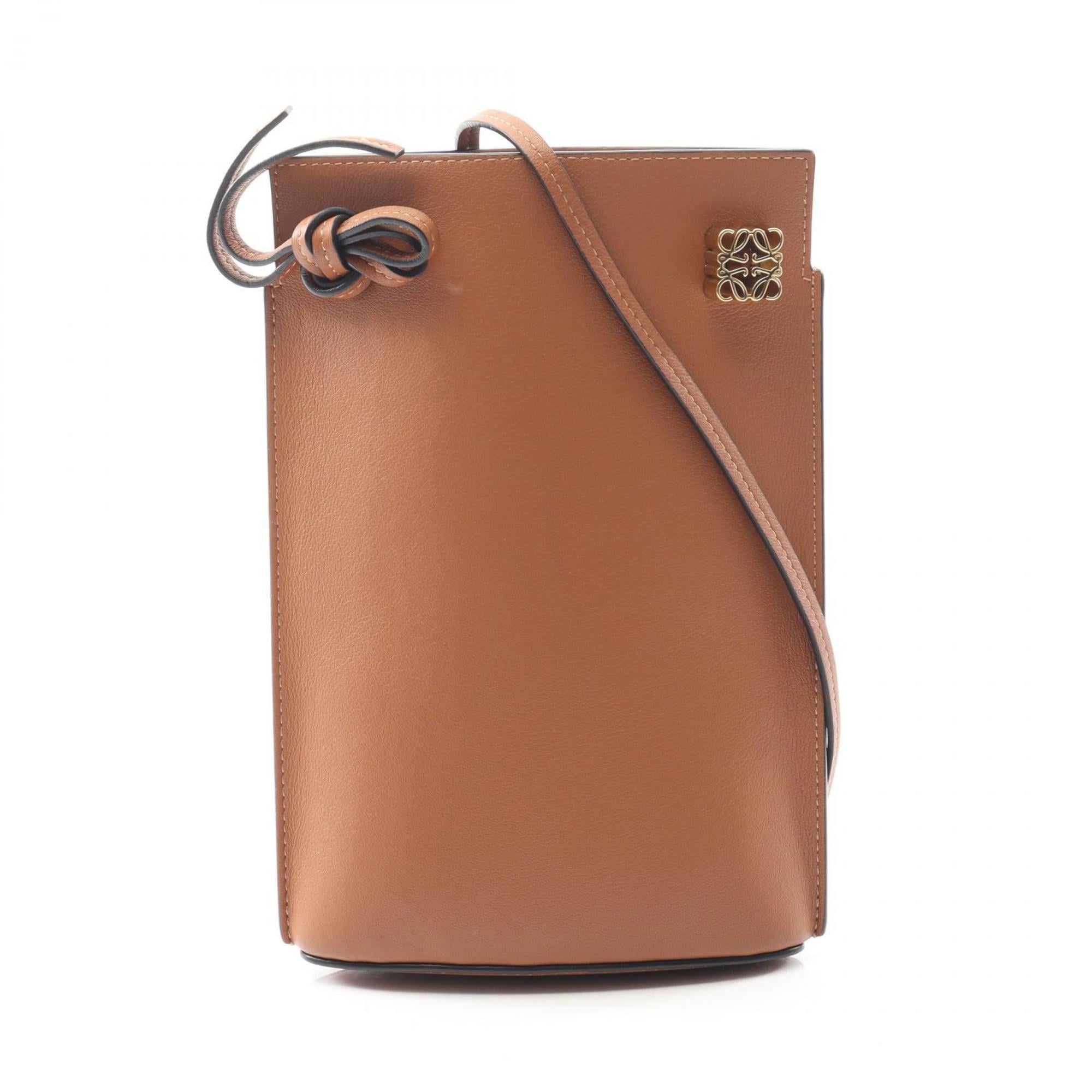 LOEWE Dice Pocket Shoulder Bag, Leather, Women’s, Brown, C630R12X01