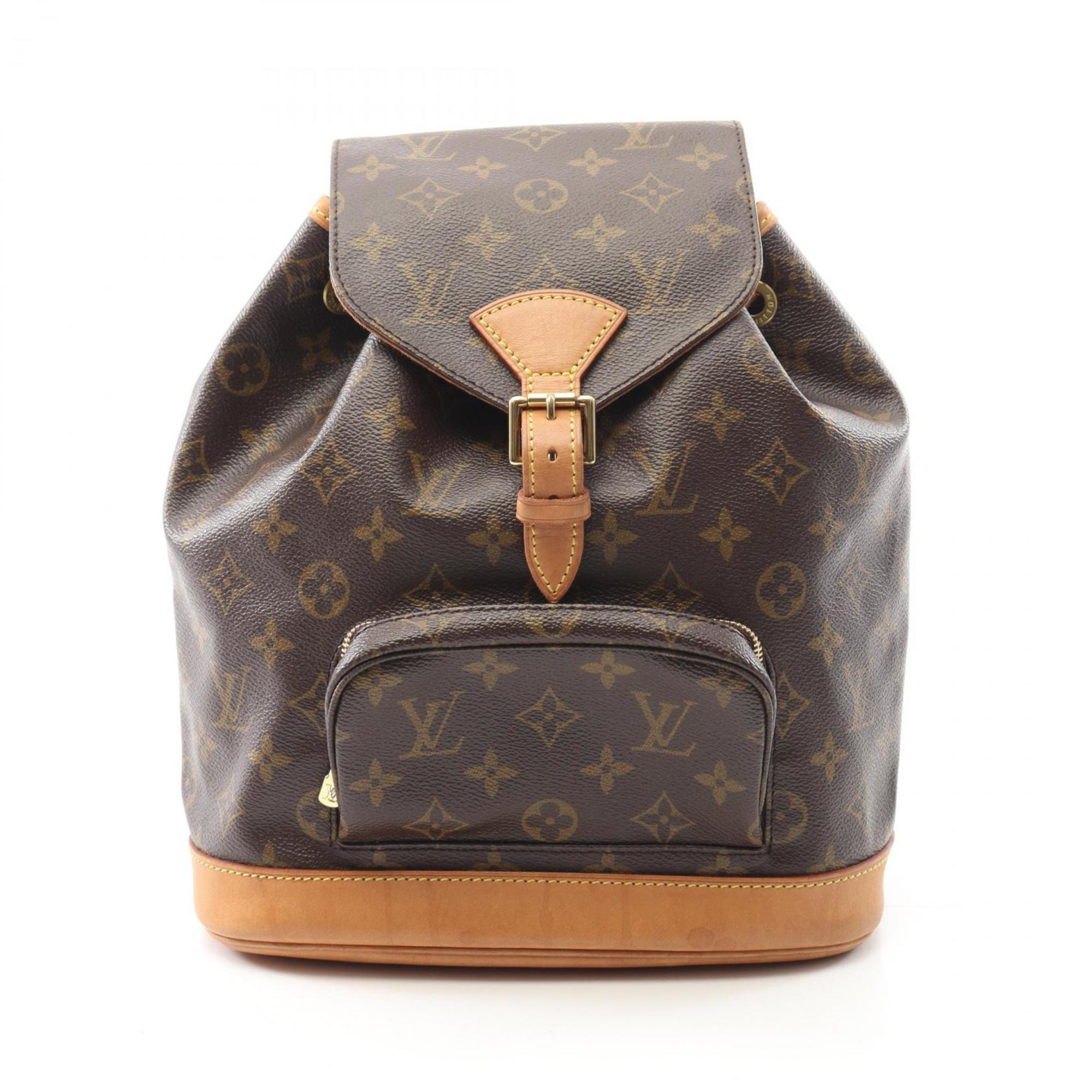 Louis Vuitton Montsouris MM Backpack, Coated Canvas and Leather, Monogram, Women’s, Brown, M51136