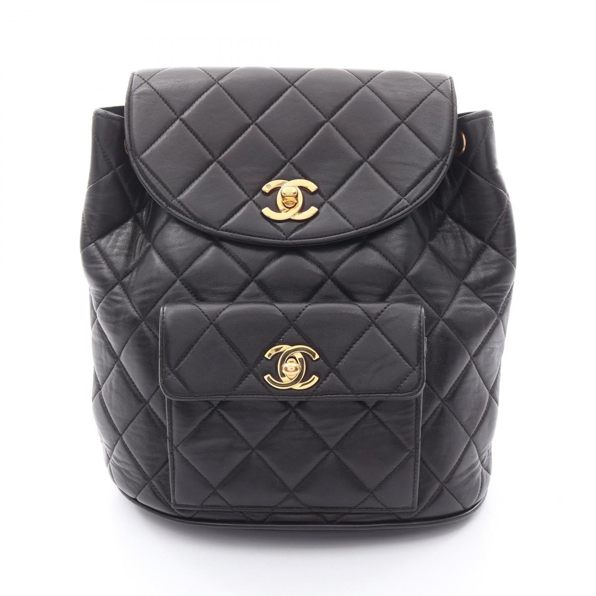CHANEL Matelasse Backpack Bag in Lambskin Leather, Women’s, Black