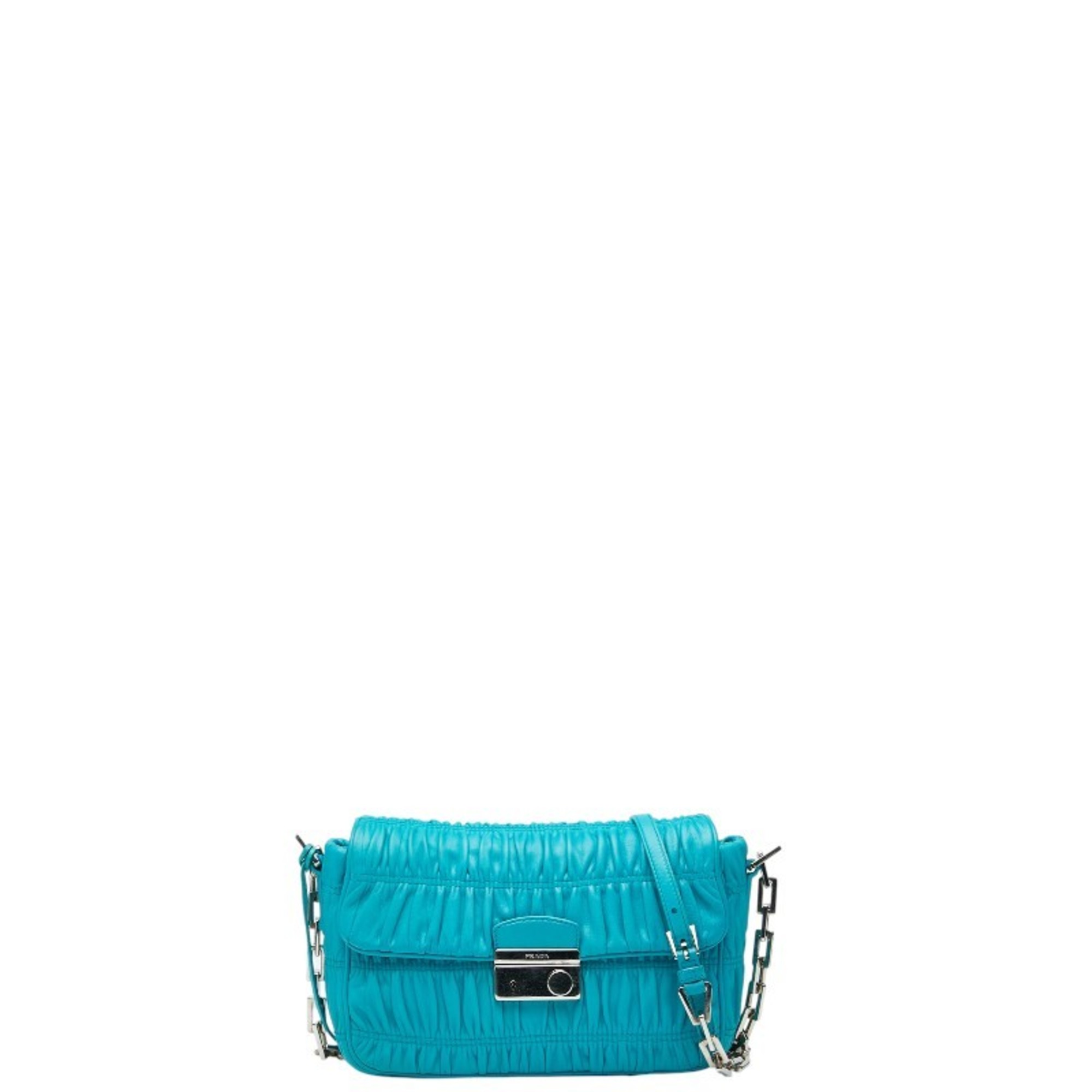 Prada Nappa Gaufre Chain Shoulder Bag BT0939 Blue Leather Women’s PRADA