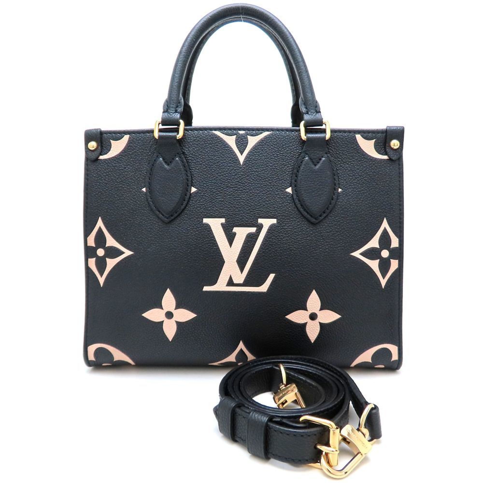 LOUIS VUITTON Monogram Empreinte On-the-Go PM 2-Way Handbag M45659 Black/Beige Women’s 352852