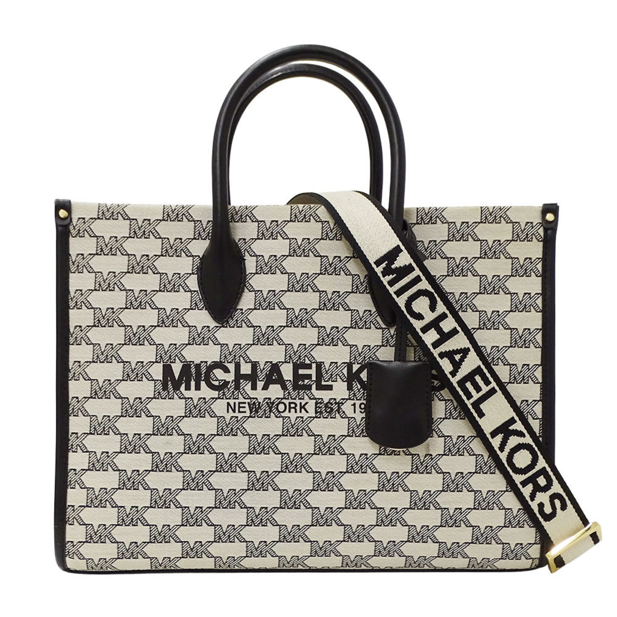 Michael Kors Women’s Handbag/Shoulder Bag, 2-Way Canvas, Ivory/Black