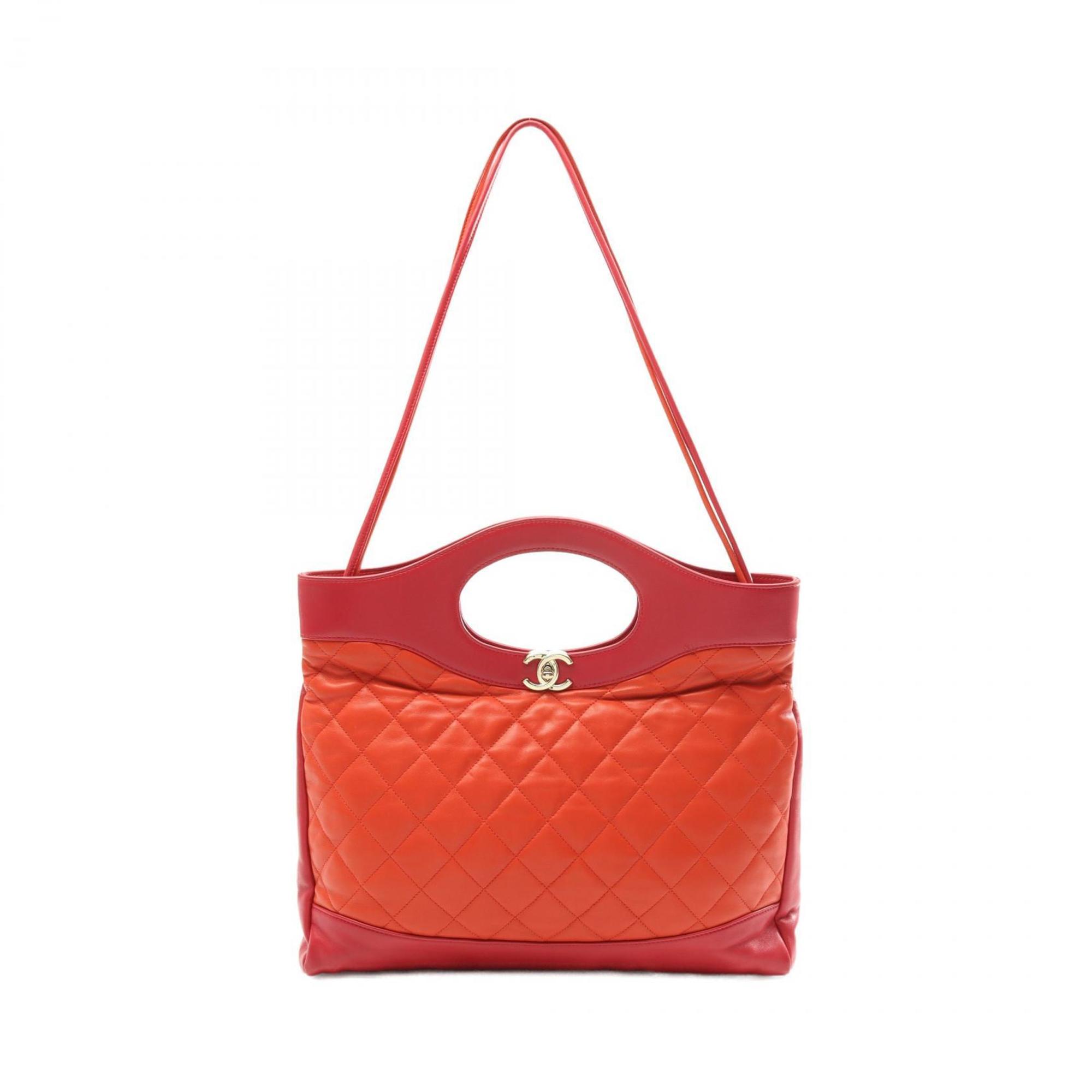 CHANEL Chanel 31 Matelasse Shoulder Bag Leather Women’s Red Orange