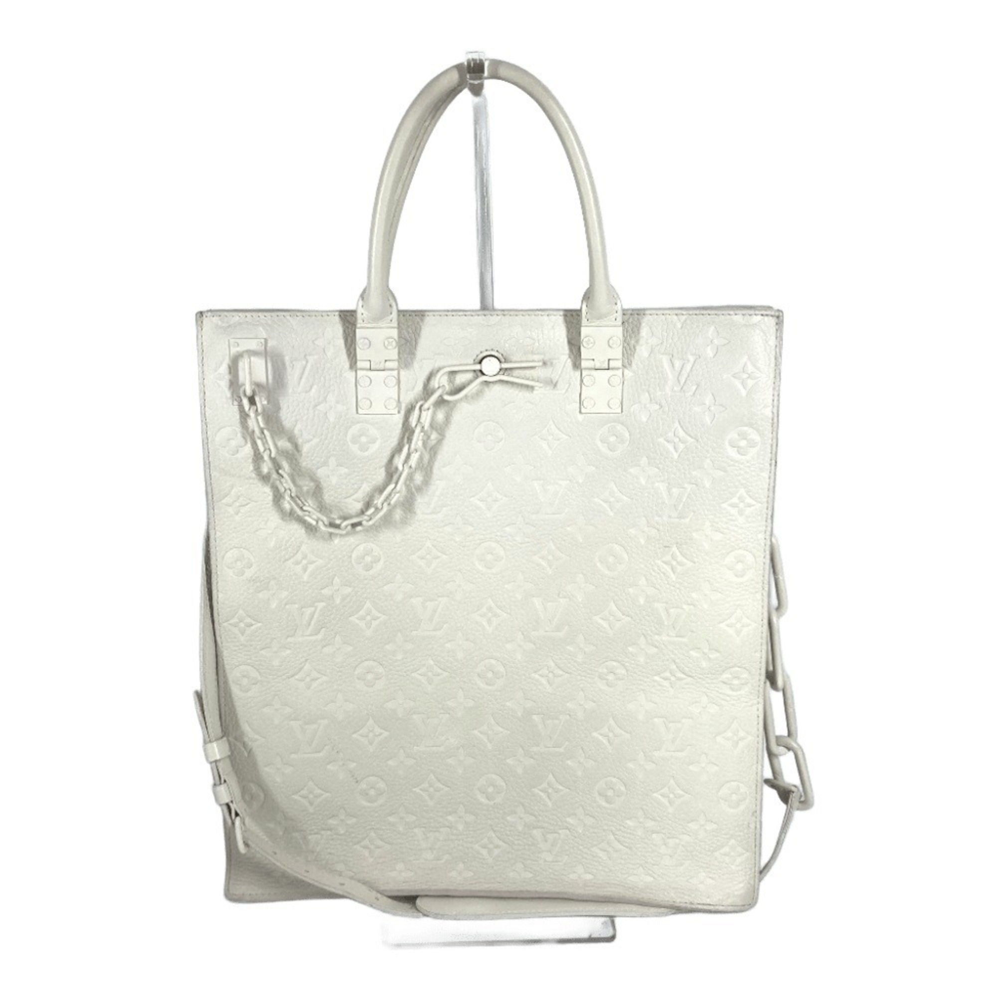 LOUIS VUITTON M53265 Monogram Taurillon Sac Plat Handbag Tote Bag 2WAY Shoulder Leather Men’s Women’s White