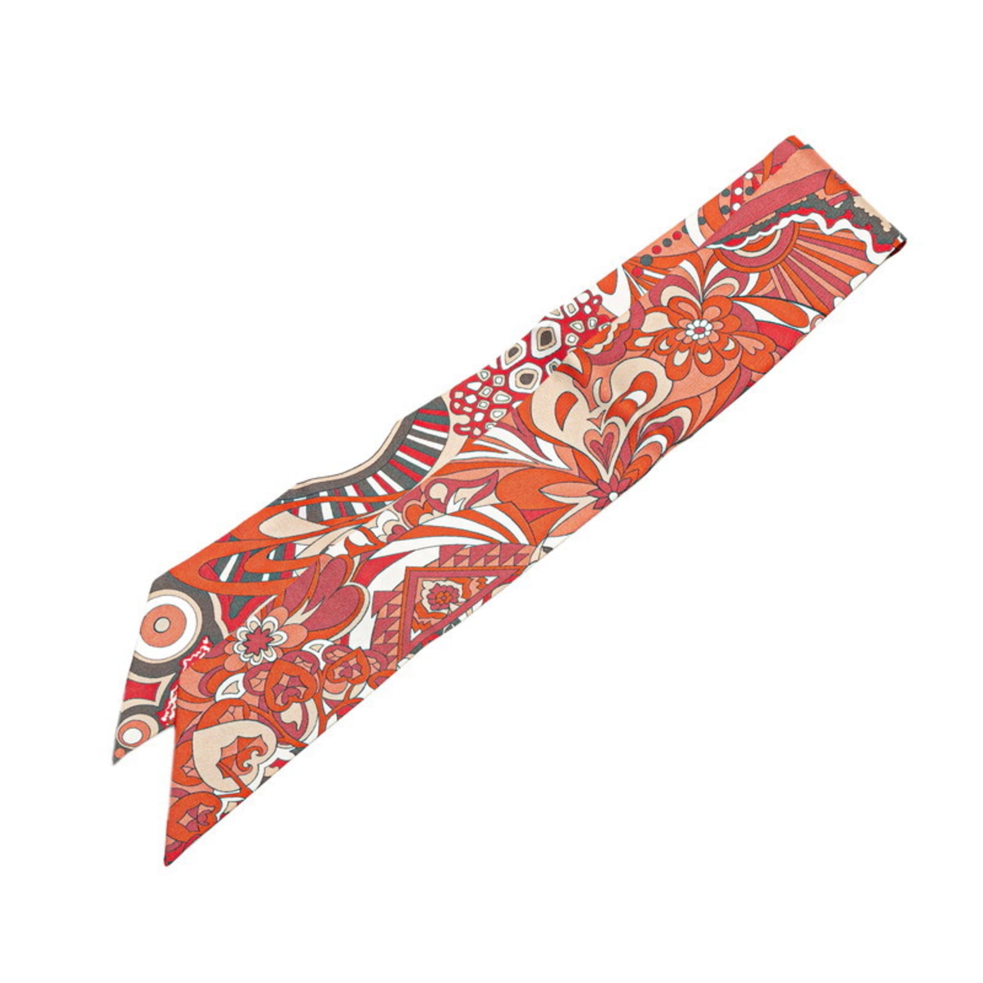 HermÃ¨s Twilly “Les Flots du Cheval” Horse Award Scarf, Red, White, Multicolor, Silk, Women’s, HERMES