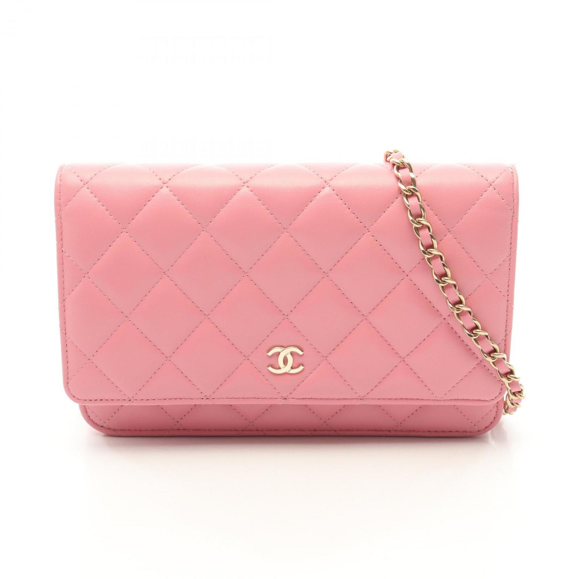CHANEL Matelasse Shoulder Bag, Lambskin Leather, Women’s, Pink, AP0250