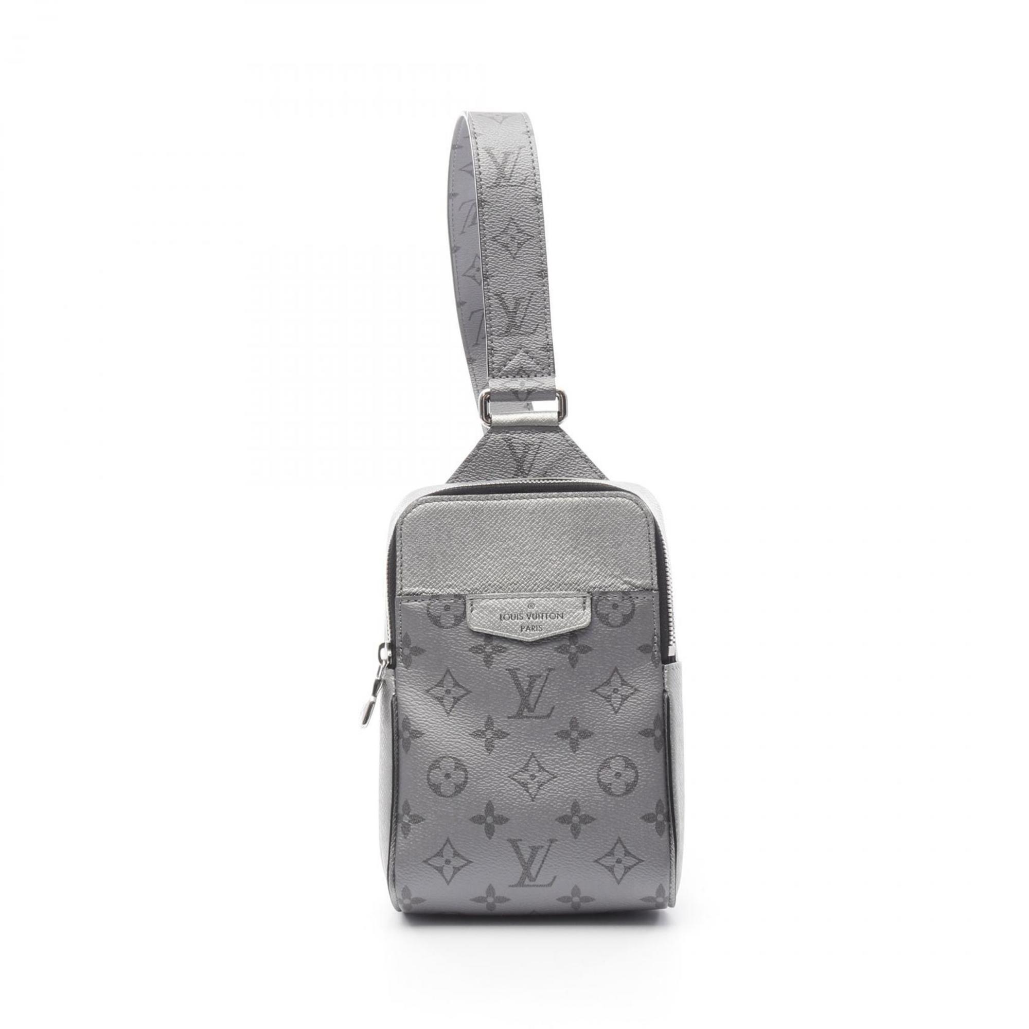 Louis Vuitton LOUIS VUITTON Outdoor Sling Bag Taiga Rama Waist Body Coated Canvas Leather Men’s Silver M30833