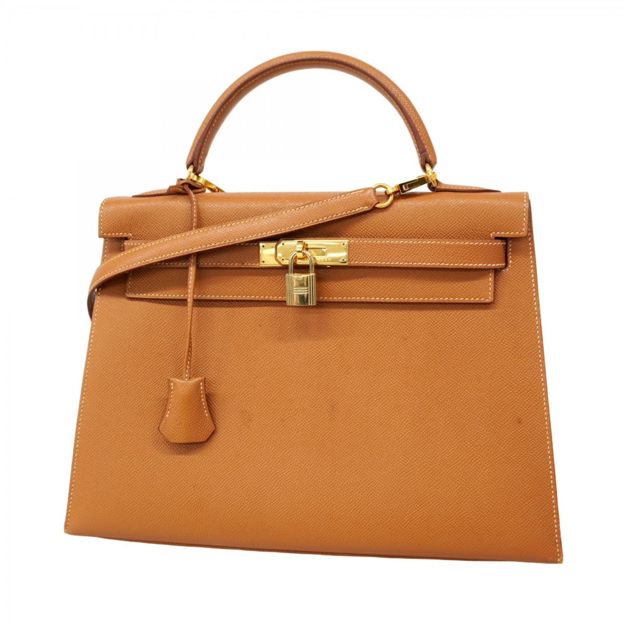 Hermes HermÃ¨s Kelly 32 Couchvel Gold Handbag with C Stamp, 2-Way Bag for Women