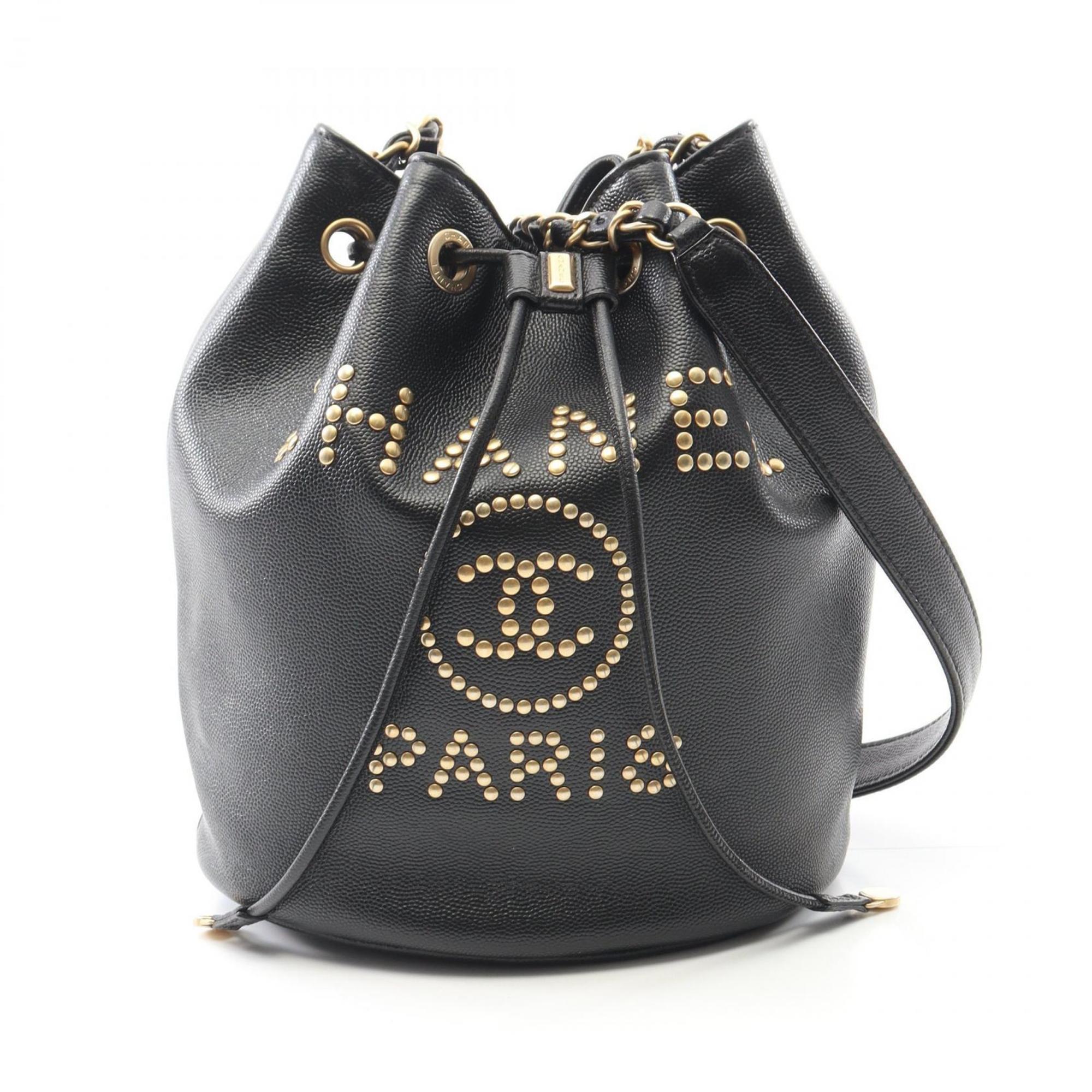 CHANEL Deauville Shoulder Bag in Calfskin Leather, Black, Women’s, AS1045