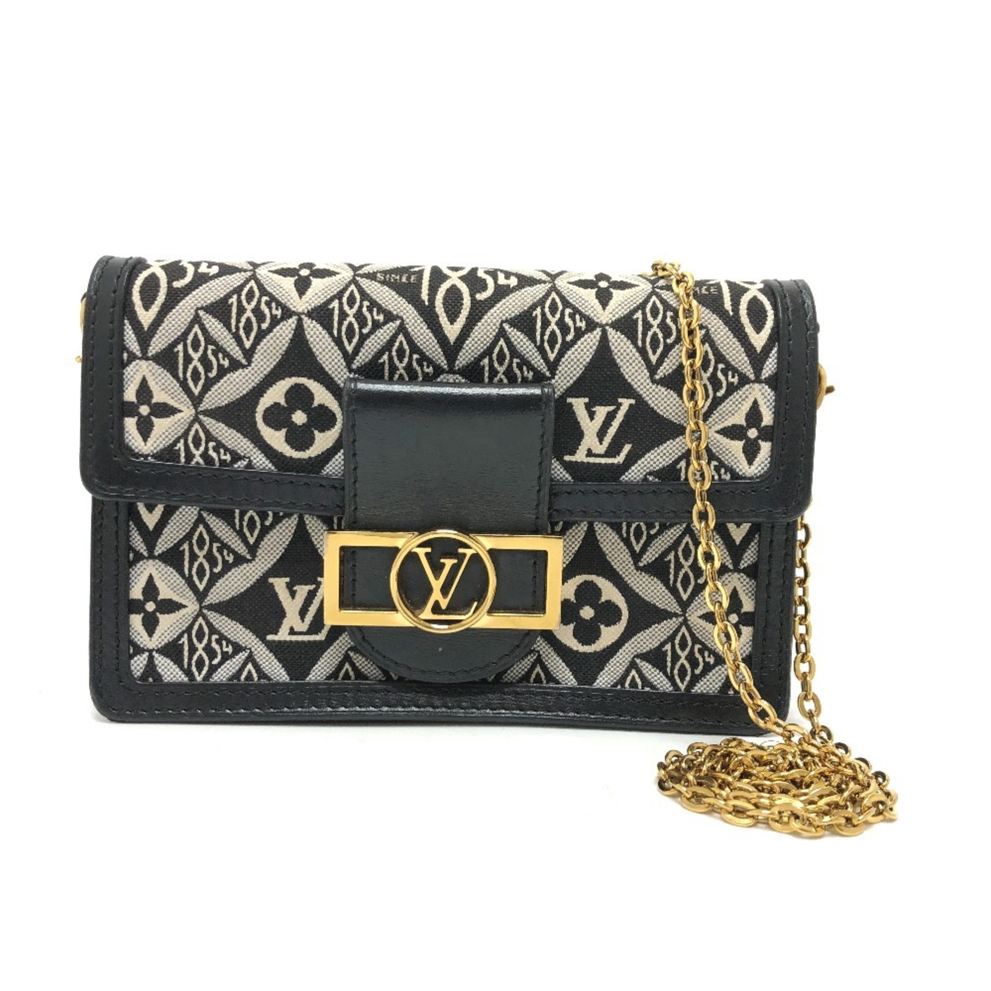 LOUIS VUITTON M69992 Monogram Jacquard Portefeuille Dauphine Chain Since 1854 Shoulder Bag, Canvas, Women’s, Navy