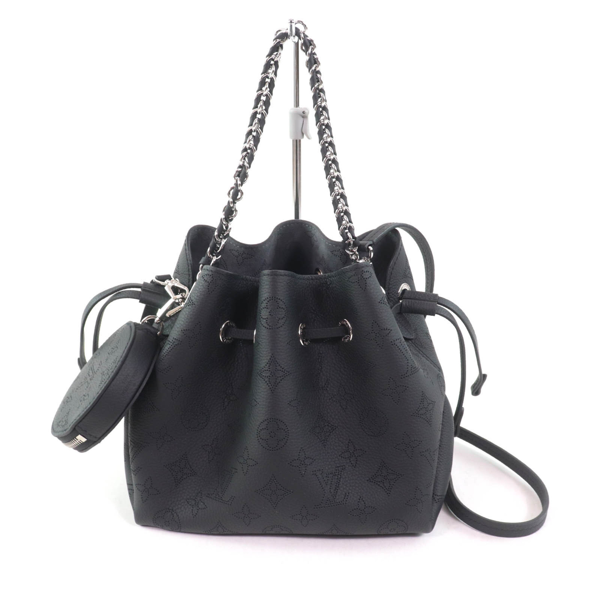 LOUIS VUITTON M57070 Bella Noir Mahina Leather 2-Way Shoulder Bag with Coin Purse and Dust for Women