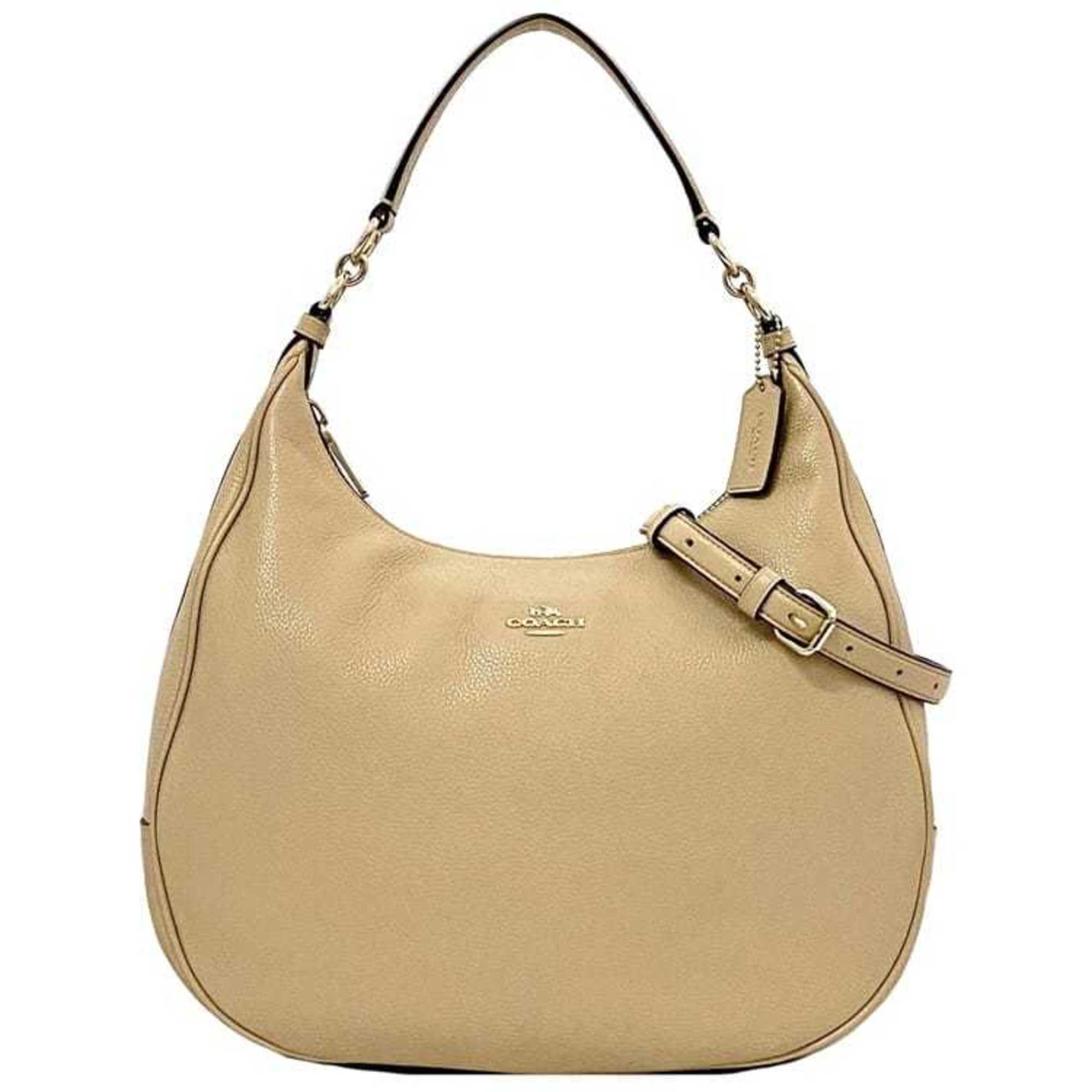 Coach 2-way Hobo Bag ec-22407 Beige F38259 Leather COCH Shoulder Crossbody for Women