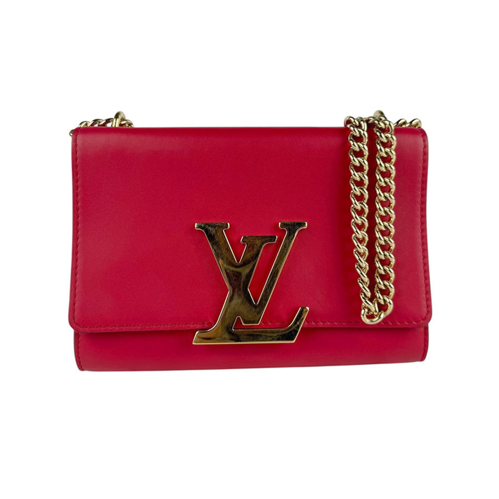 Louis Vuitton Louise MM Shoulder Bag, Pochette, Leather, Red Gold, Women’s, z6911