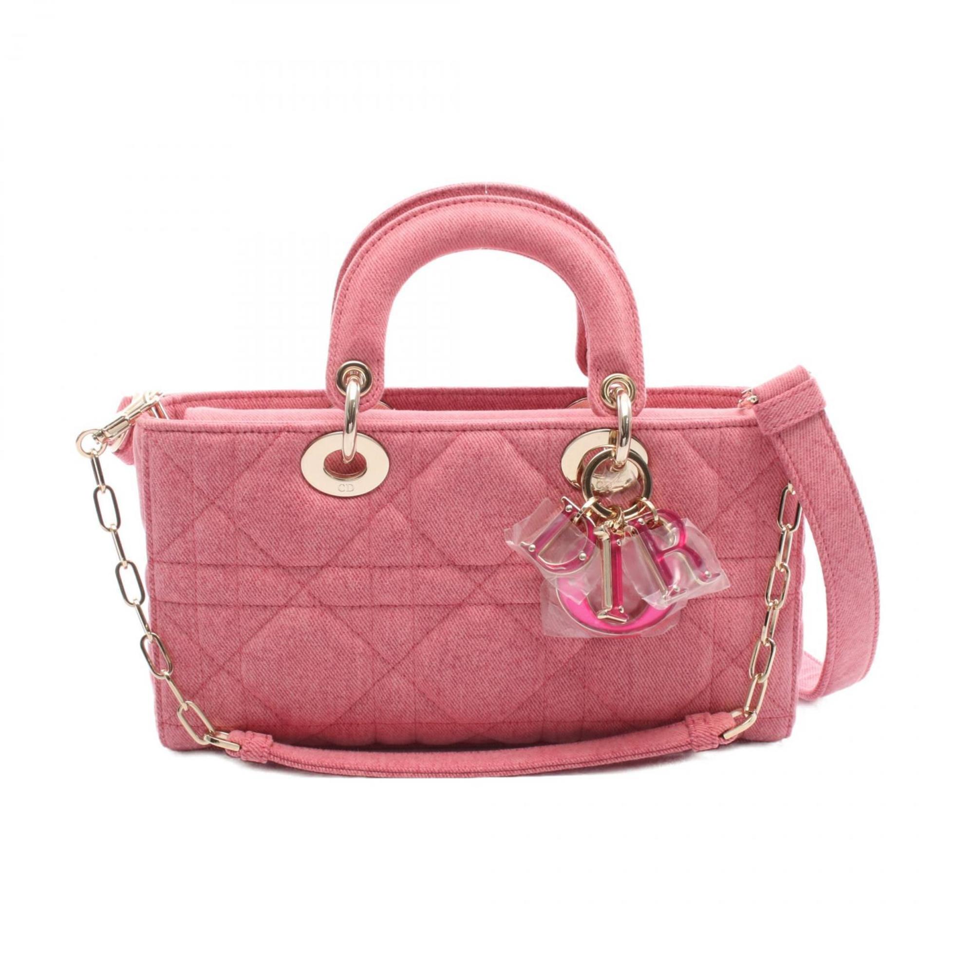 Christian Dior Dior Lady D-Joy Medium Cannage Handbag, Denim, Women’s, Pink