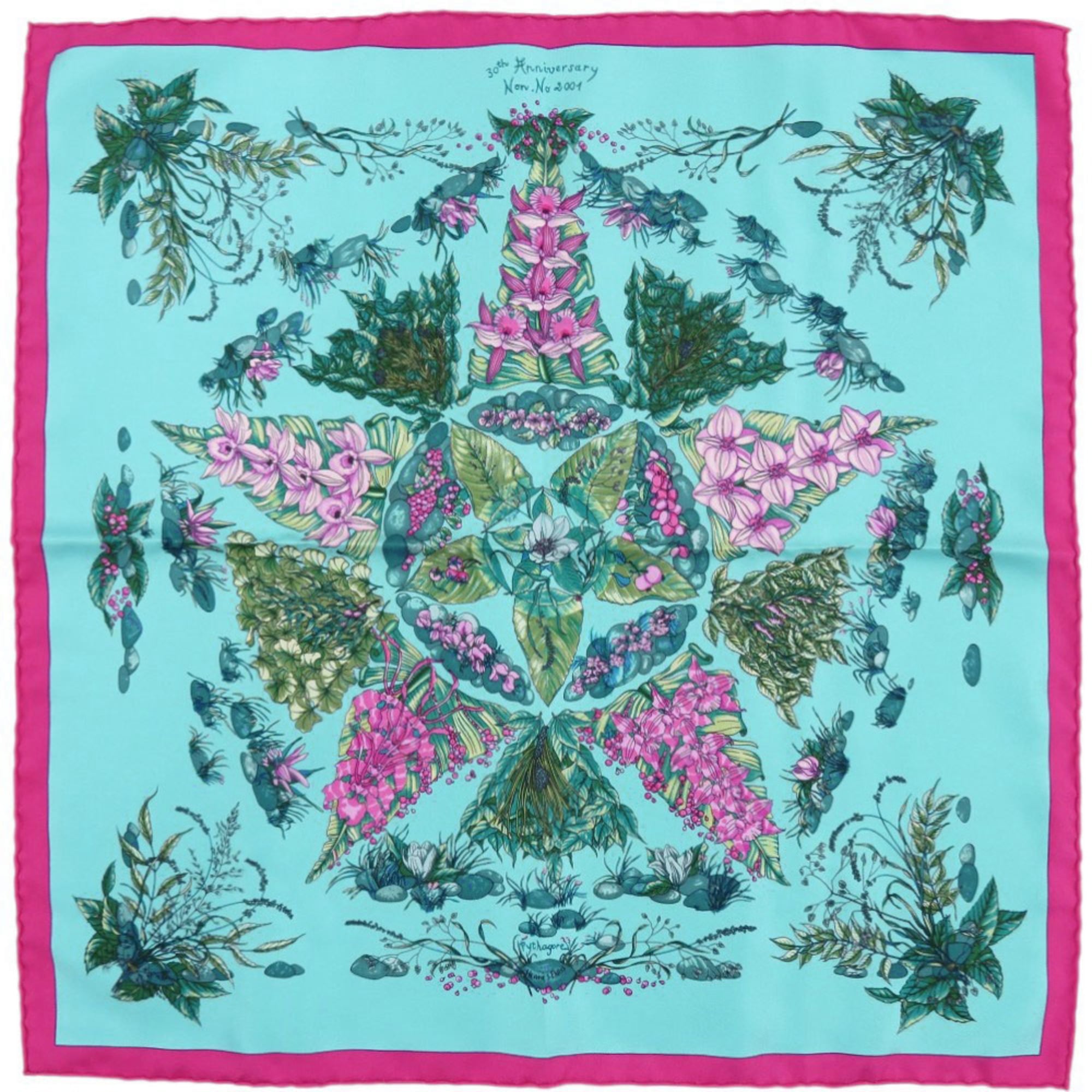 Like new HermÃ¨s CarrÃ© 45 Pythagore Silk Multicolor Scarf Muffler 0086 HERMES