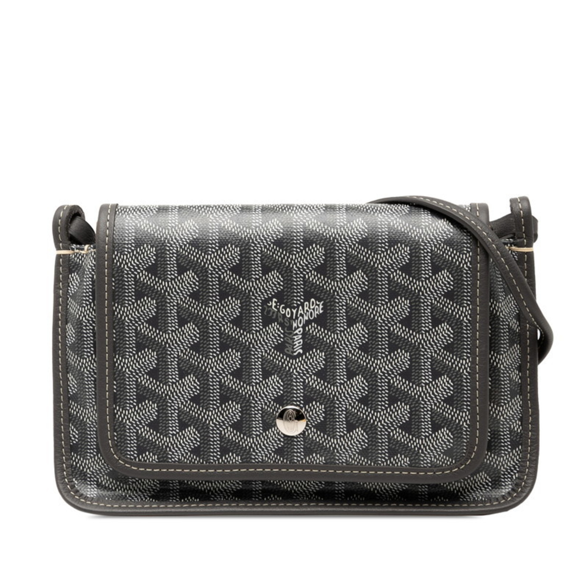 Goyard Plumet Pouch Wallet Crossbody Shoulder Bag in Gray and White Leather for Women