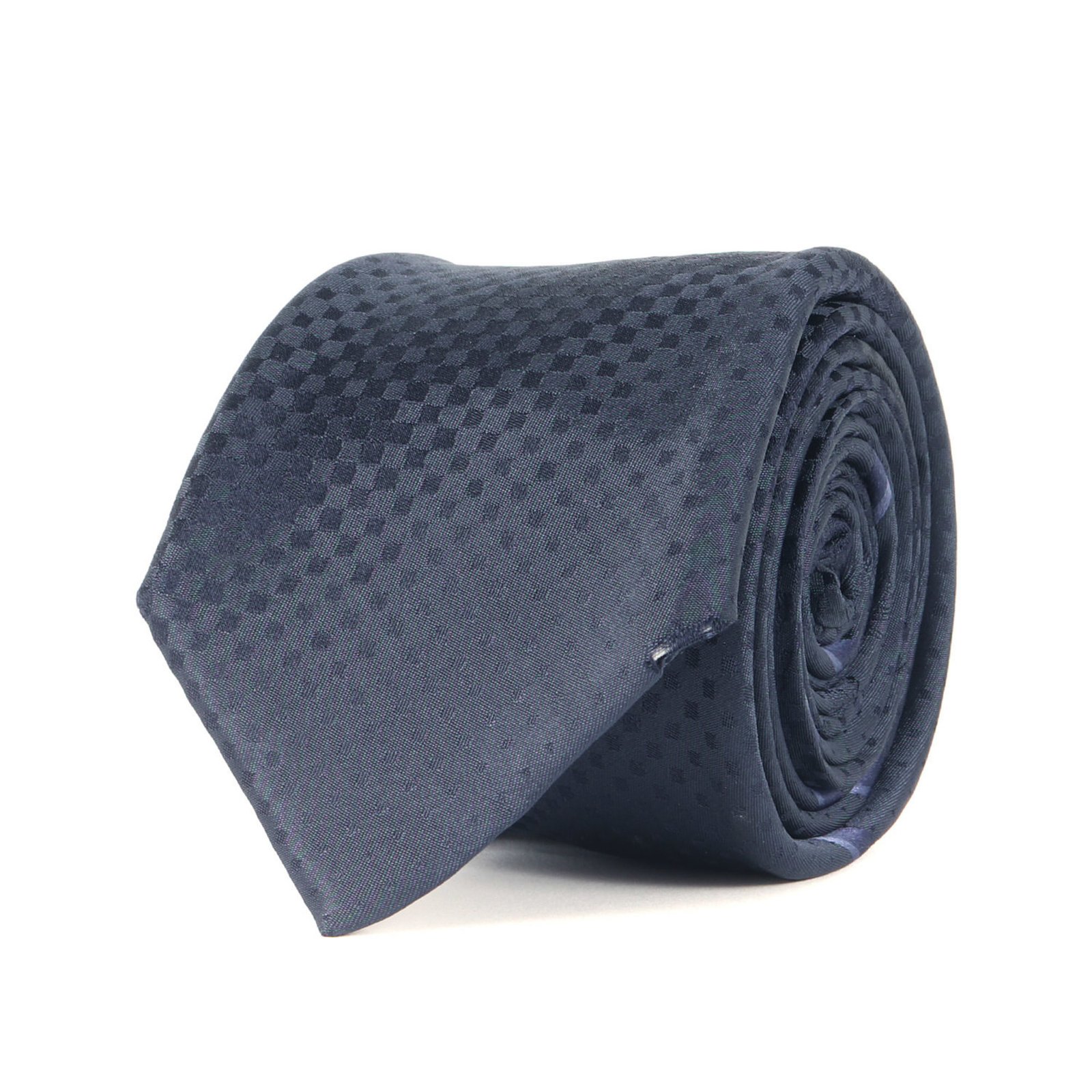 LOUIS VUITTON Men’s Micro Damier Regimental Silk Cravate Tie in Navy Blue (K4613)