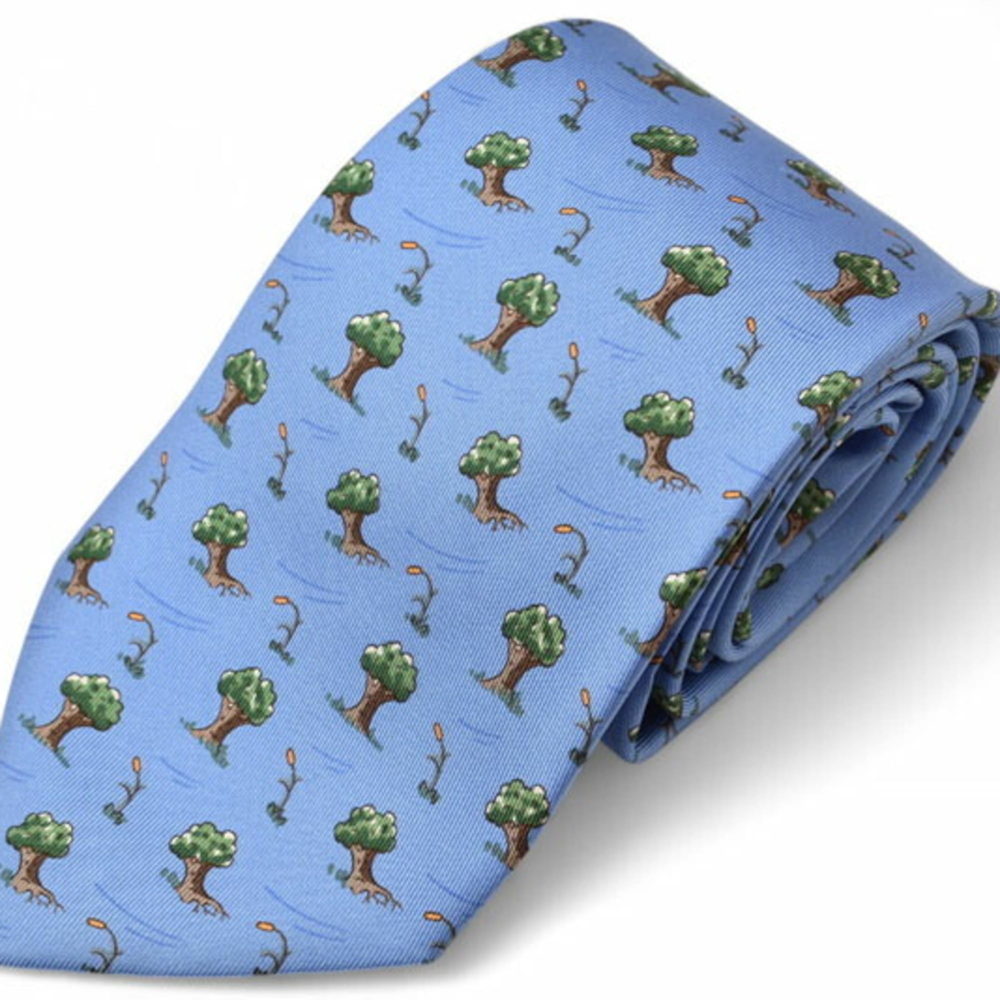 Hermes tie, HERMES, unused, silk twill light blue, tree style
