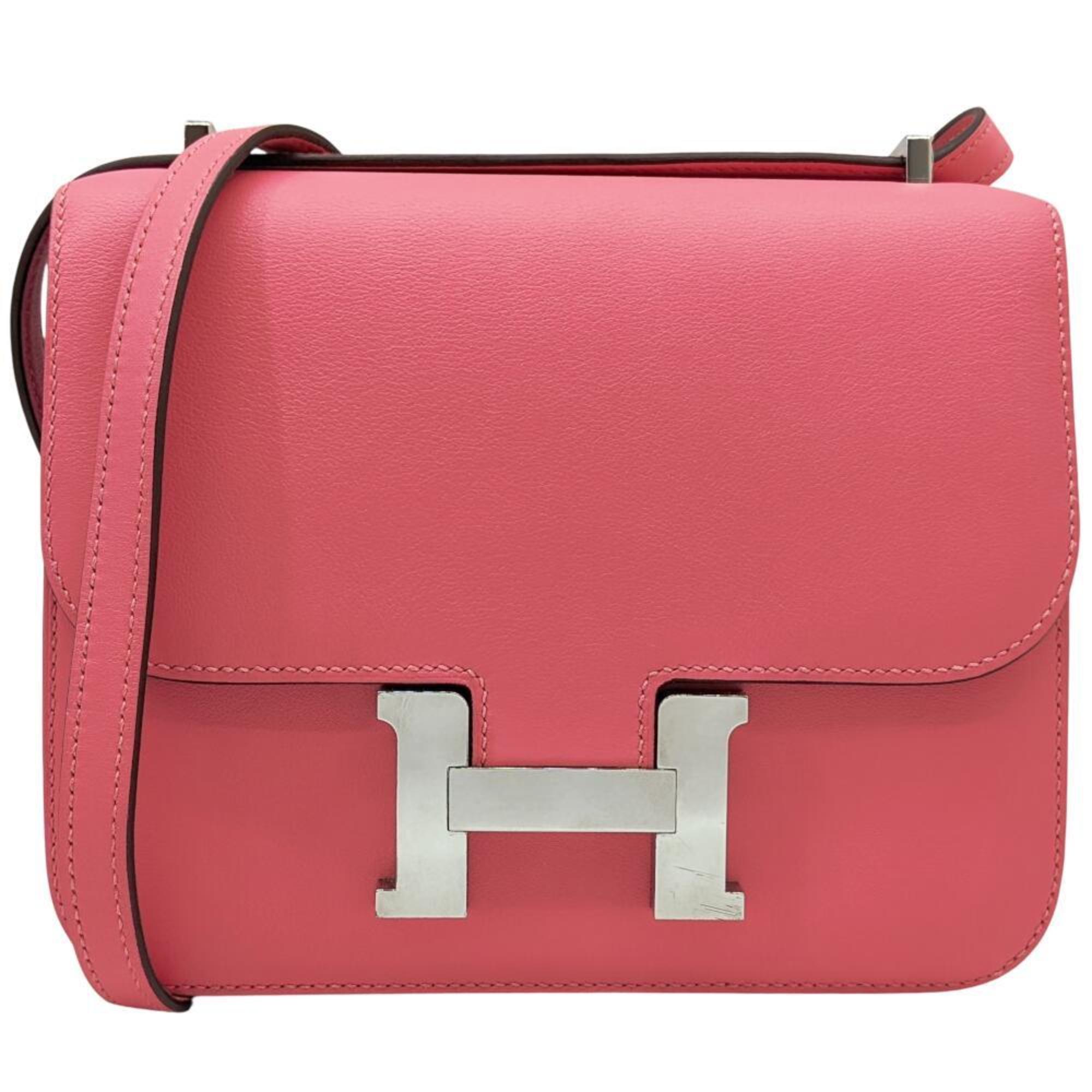 HERMES Constance Mini 18 Evercolor Rose Azalee A stamp 2017 production shoulder bag leather pink ladies men