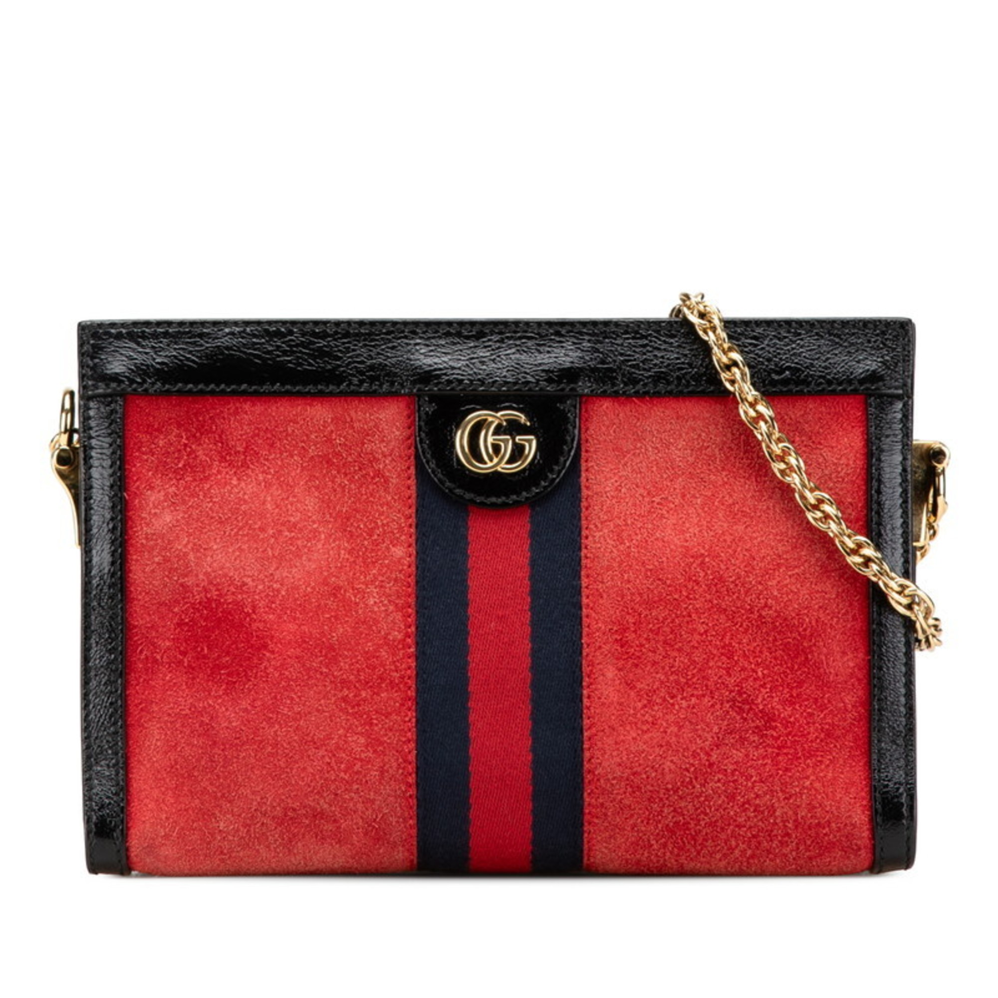 Gucci Ophidia Sherry Line Chain Shoulder Bag 503877 Red Black Leather Suede Women’s GUCCI