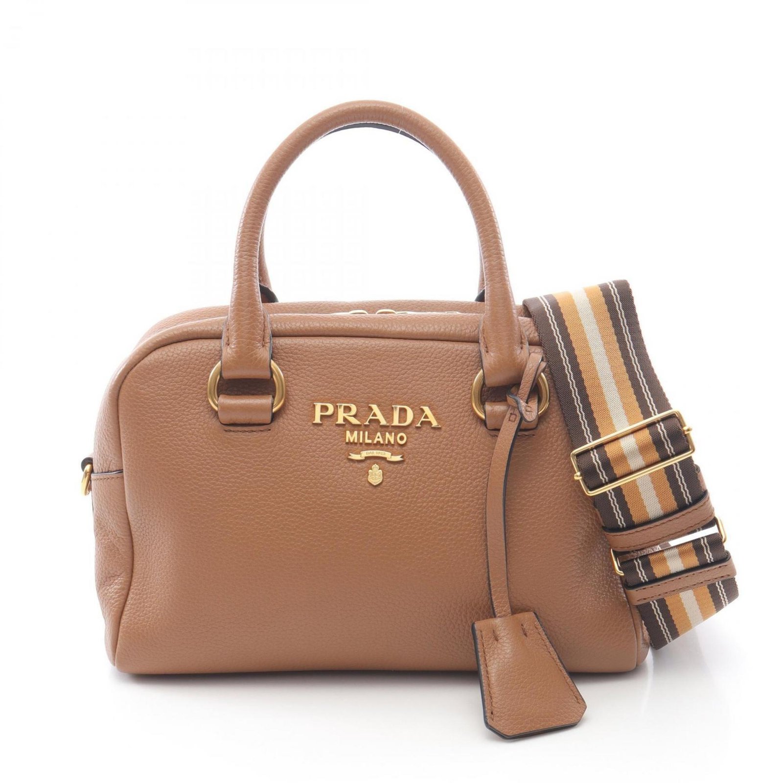 Prada PRADA handbag, leather, women’s, brown, 1BB108