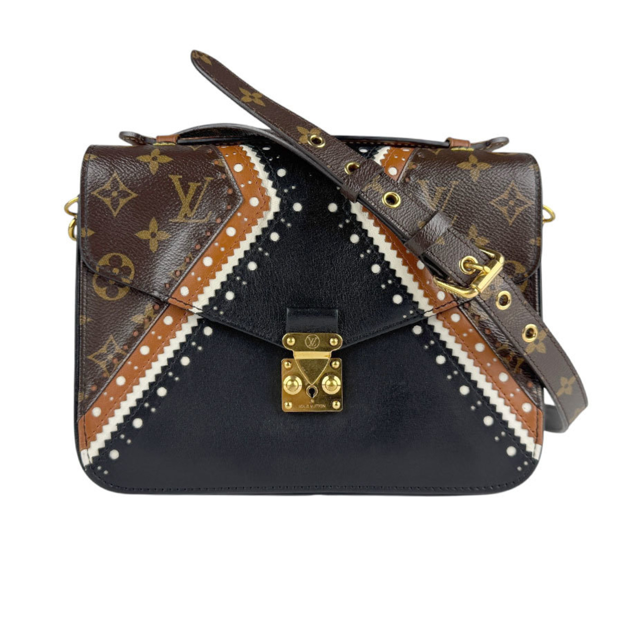 Louis Vuitton Monogram Metis MM Handbag Shoulder Bag in Canvas and Leather, Brown, Black, Gold, Women’s, M43488 z6961