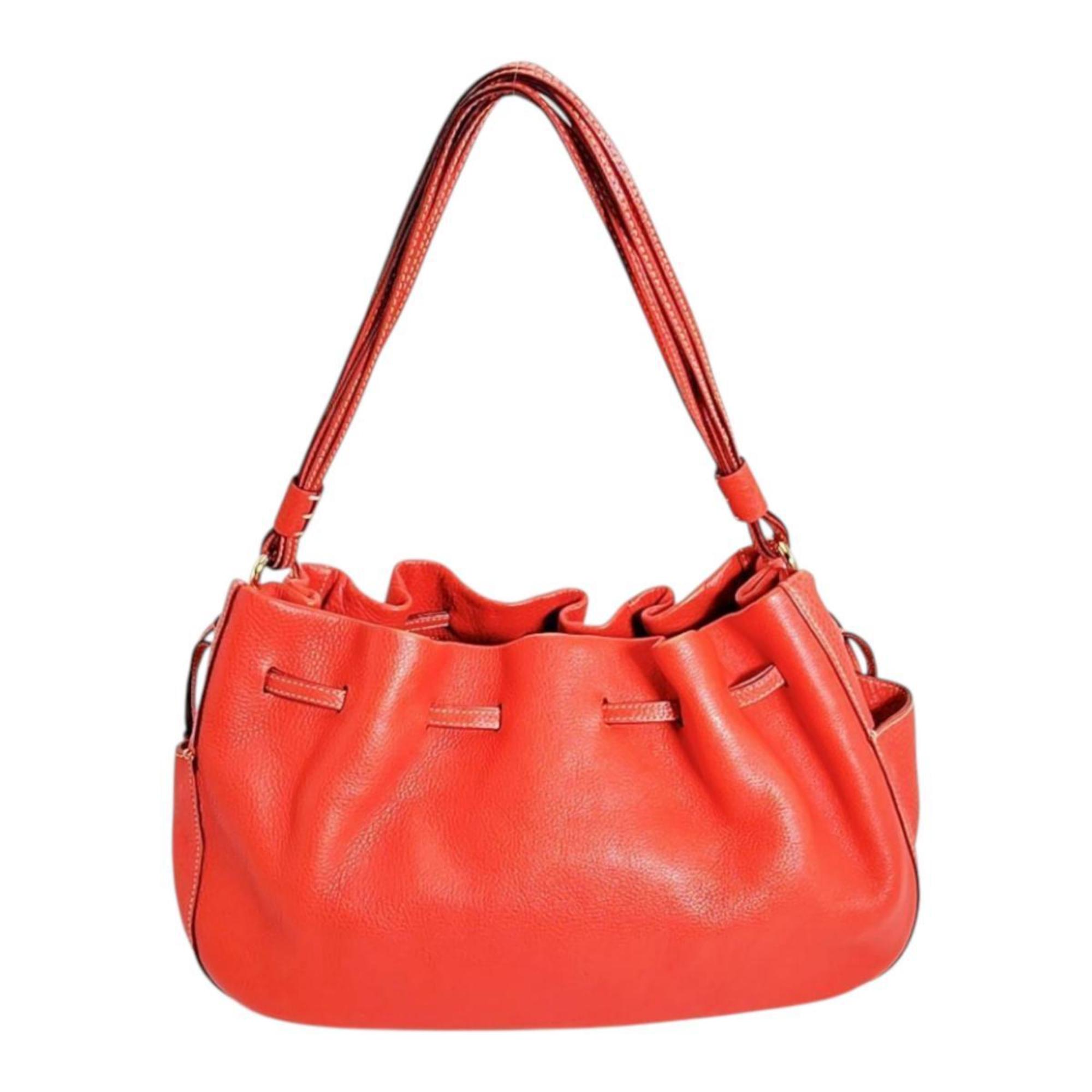 Kate Spade handbag tote bag, drawstring style, leather, red