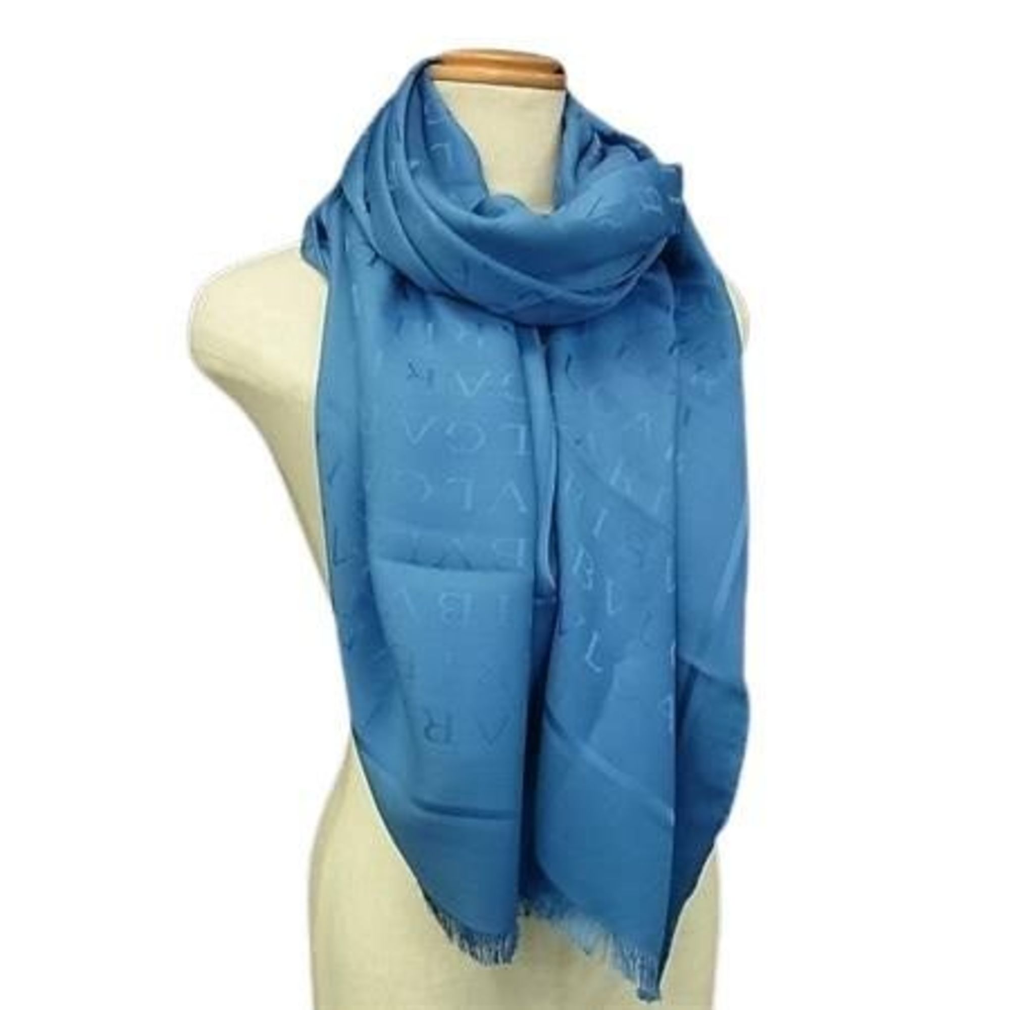 BVLGARI Bvlgari Mania Blue Silk and Wool Stole/Scarf for Women