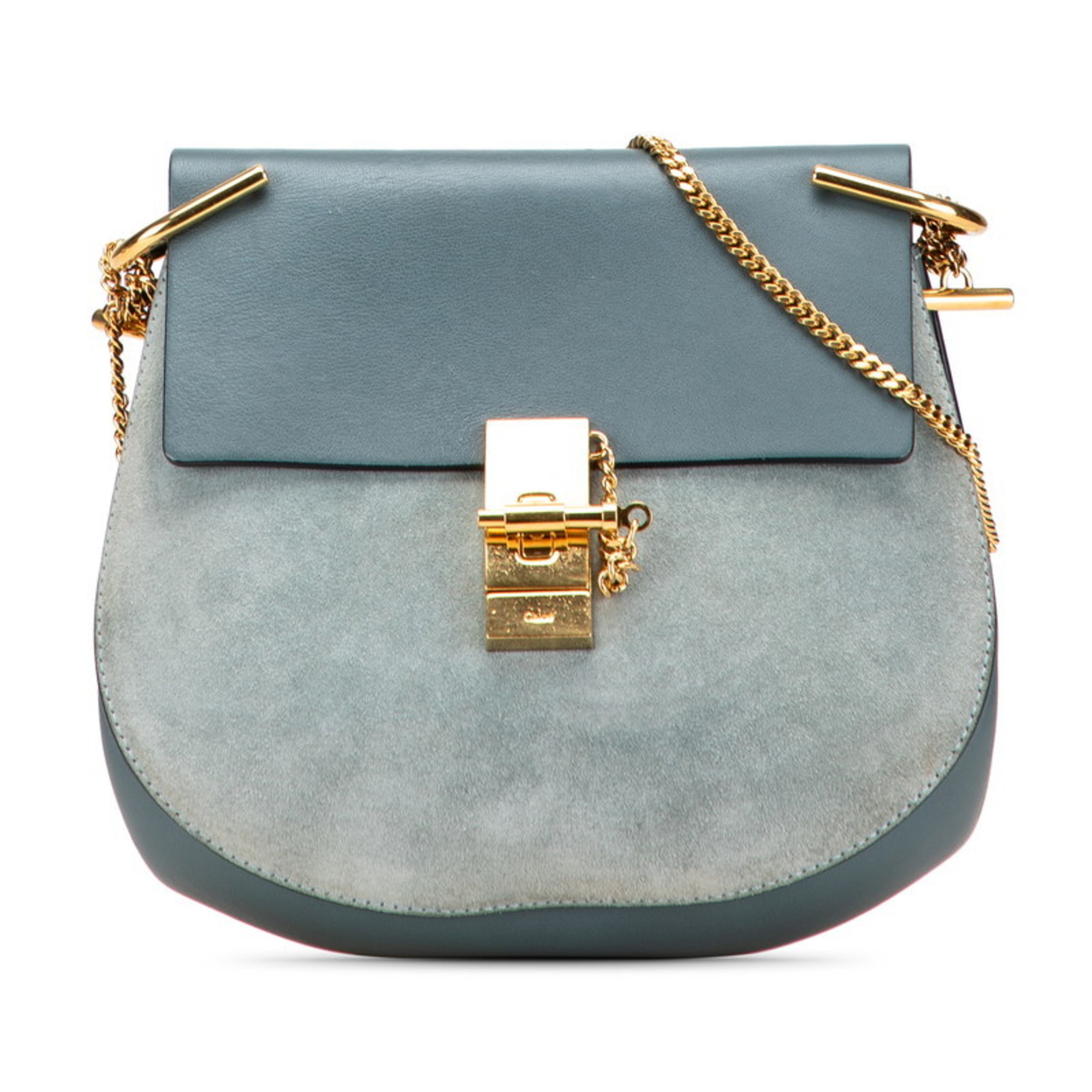 ChloÃ© Chloe Drew Chain Shoulder Bag in Blue Leather and Suede for Women
