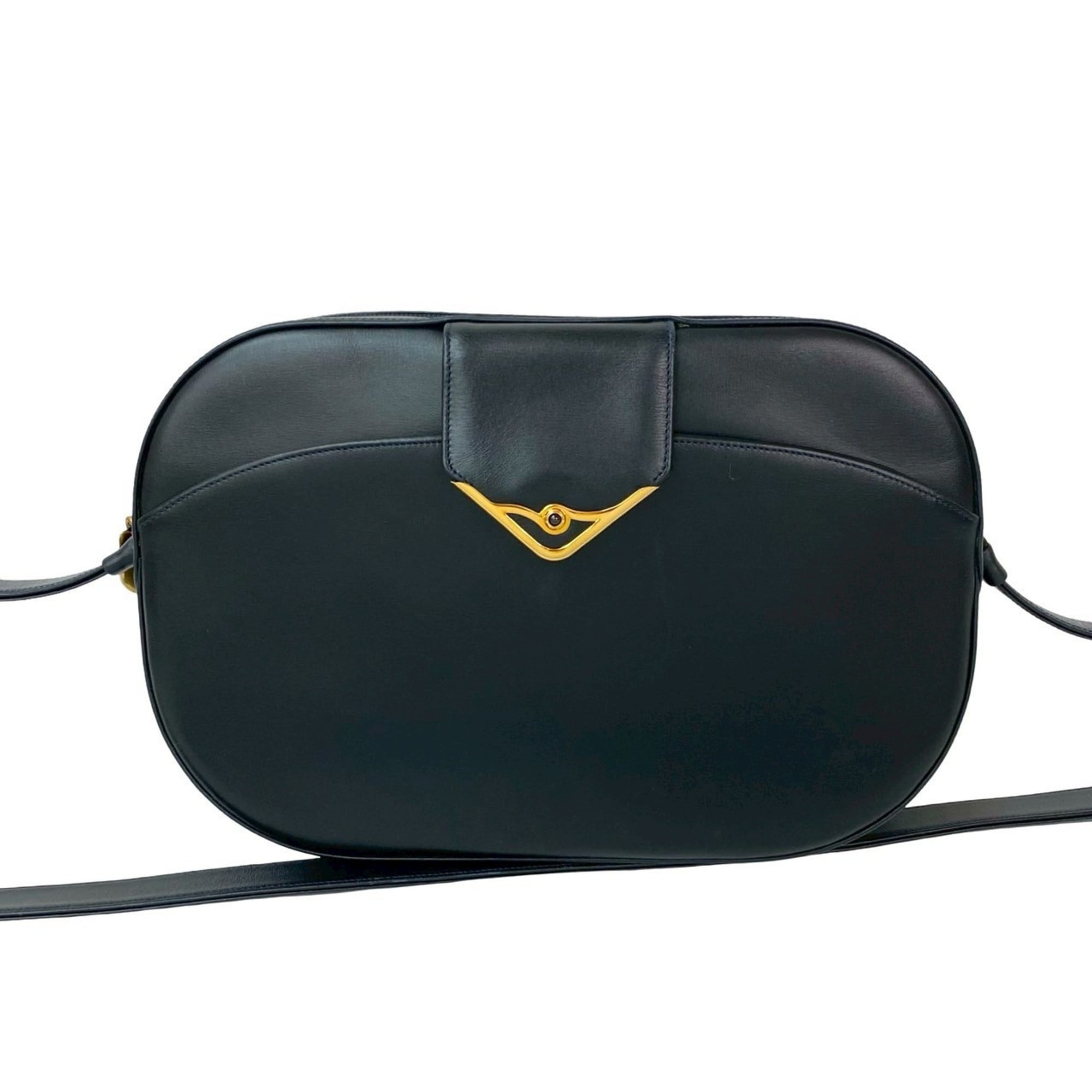 CARTIER Sapphire Line Calf Leather Mini Shoulder Bag/Pochette/Sacoche in Navy 96764