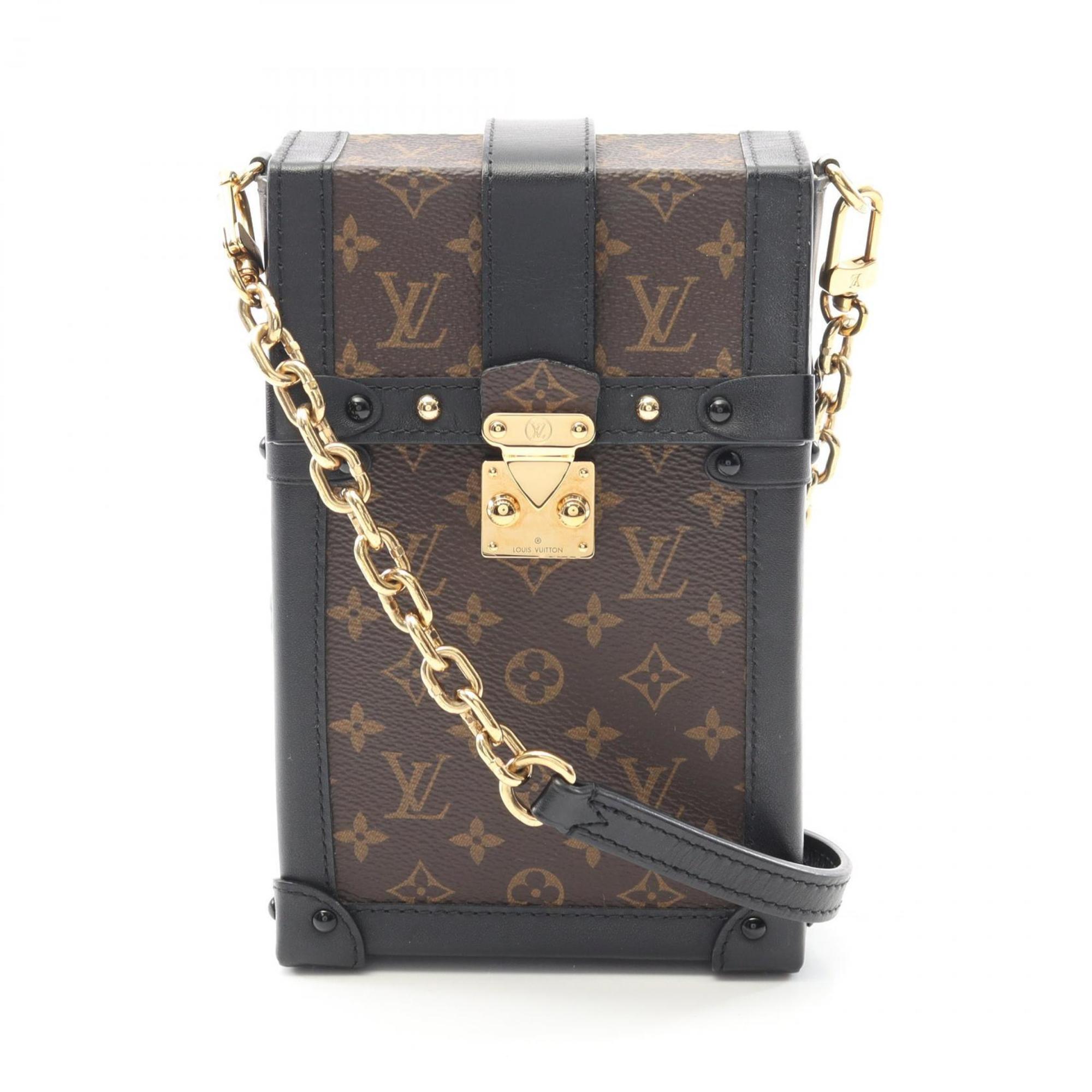 Louis Vuitton LOUIS VUITTON Pochette Trunk Vertical Shoulder Bag Coated Canvas Leather Monogram Women’s Brown Black M63913