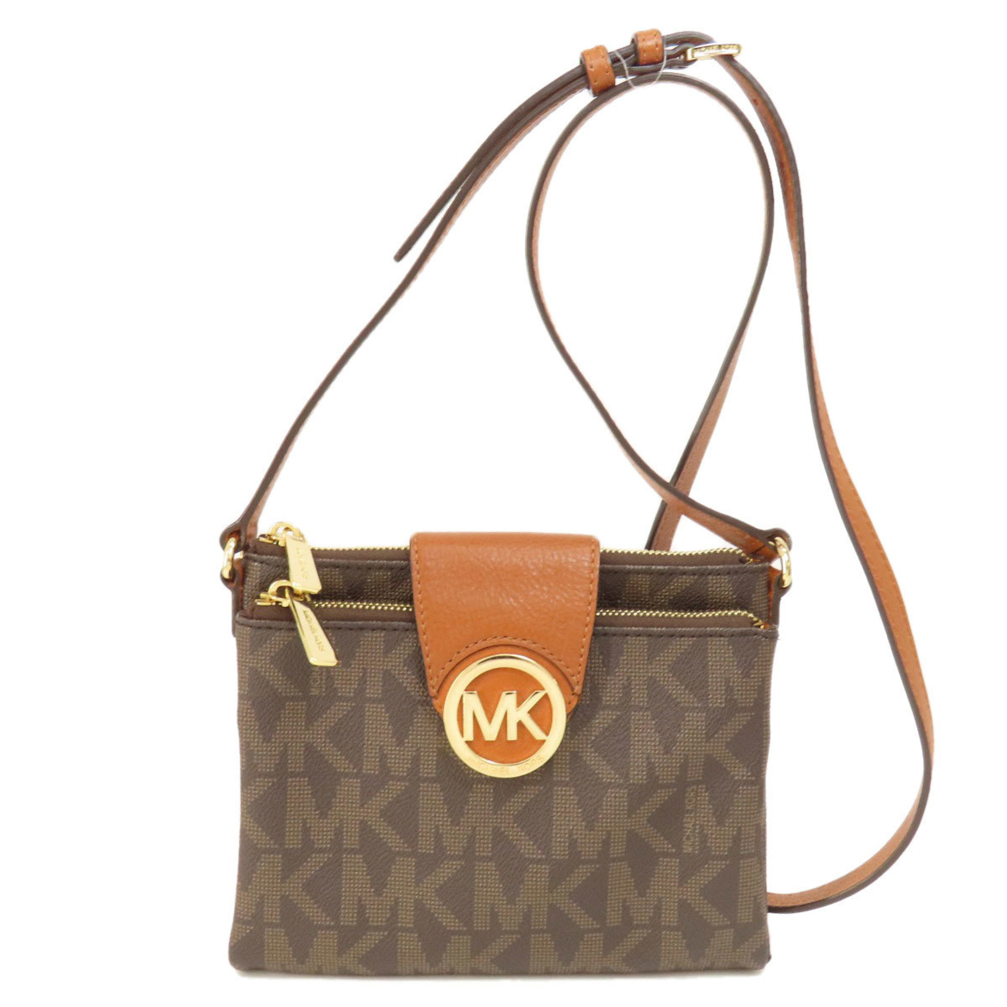 Michael Kors MK Signature Shoulder Bag Leather/Coated Canvas Women’s