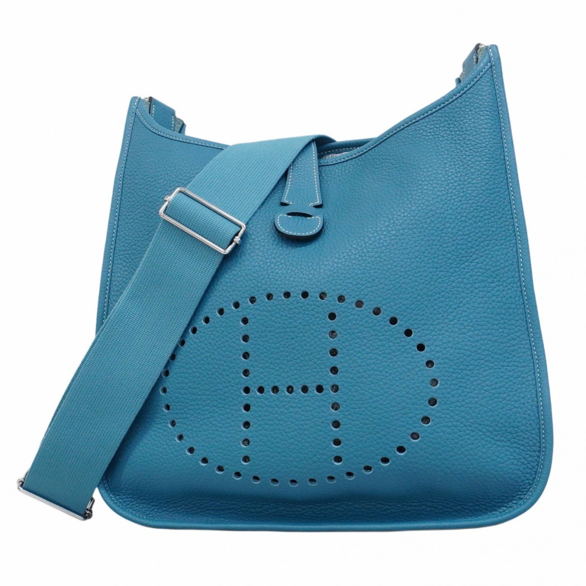 Hermes HermÃ¨s Evelyn 3GM Shoulder Bag, Taurillon Clemence Blue Jean, R Stamp, Women’s