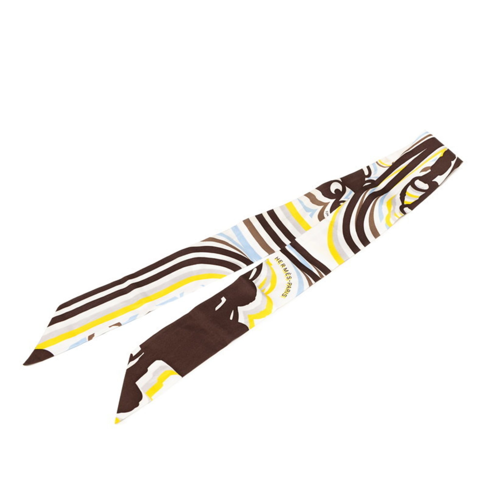 Hermes HermÃ¨s Twilly Brides de Gala Shadow Scarf, White and Multicolor Silk, Women’s