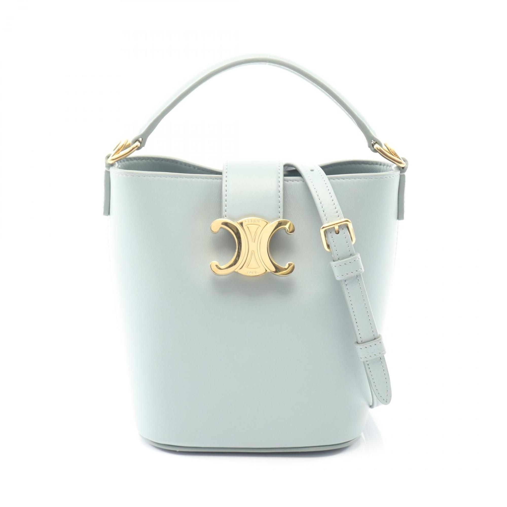 Celine Triomphe Mini Bucket Louise Handbag, Leather, Women’s, Blue, 10N473GHJ.07IC