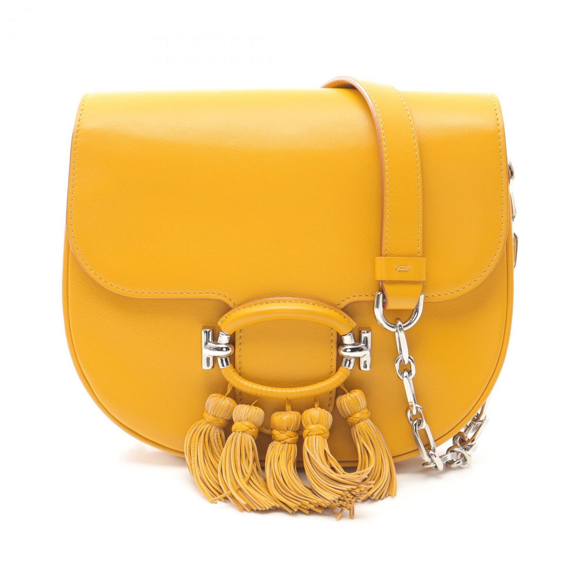 Tod’s Double T-Ring Tassel Shoulder Bag, Leather, Women’s, Yellow
