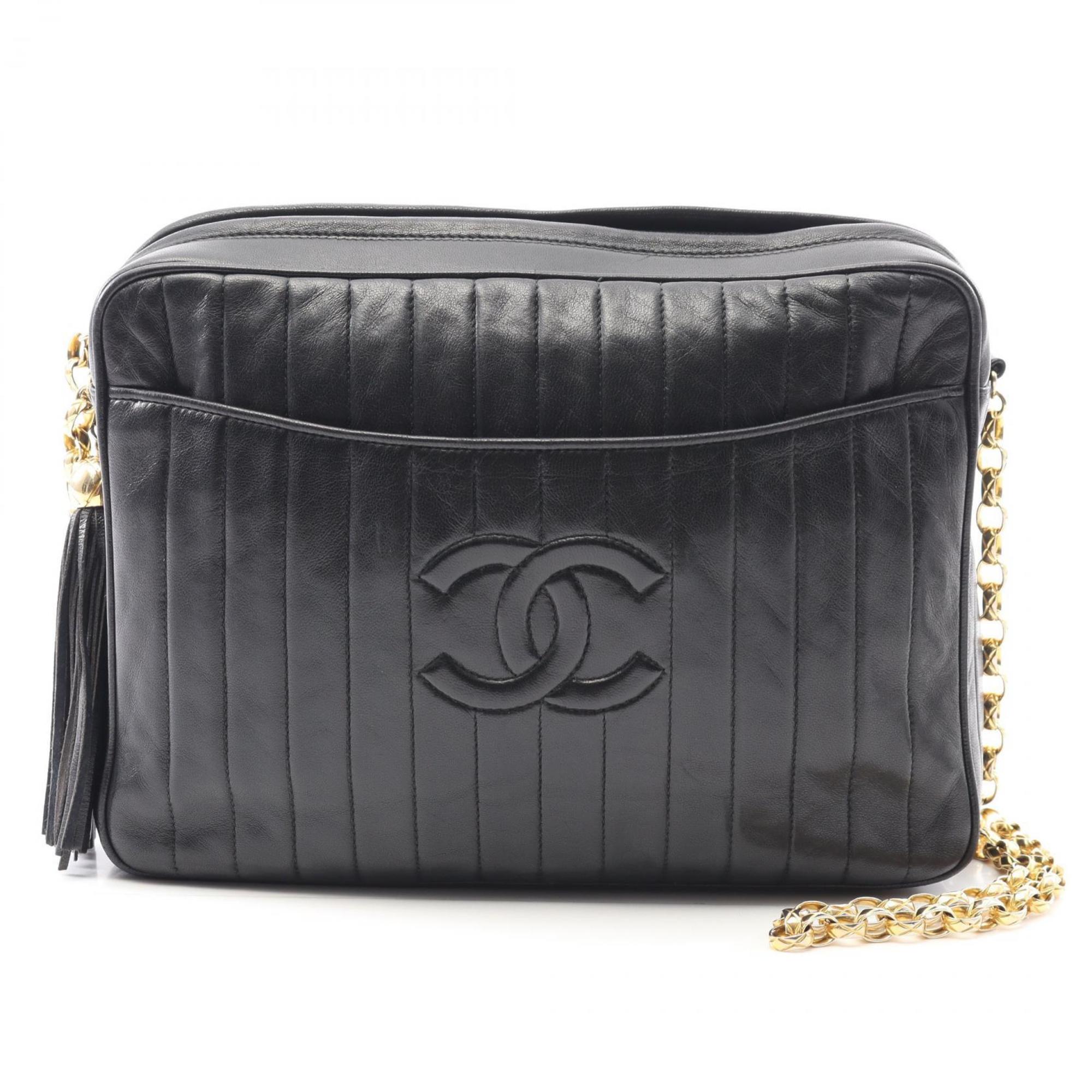CHANEL Mademoiselle Coco Mark Shoulder Bag, Lambskin Leather, Women’s, Black