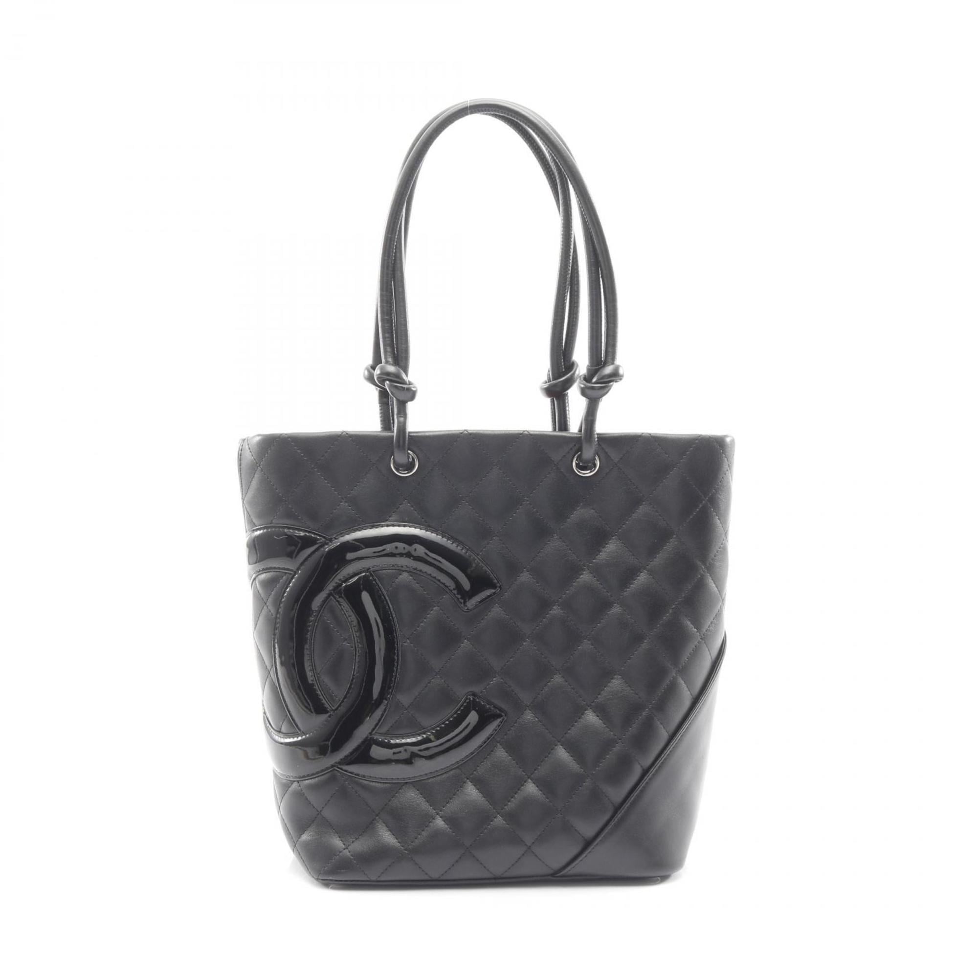 CHANEL Cambon Medium Tote Bag, Leather, Women’s, Black